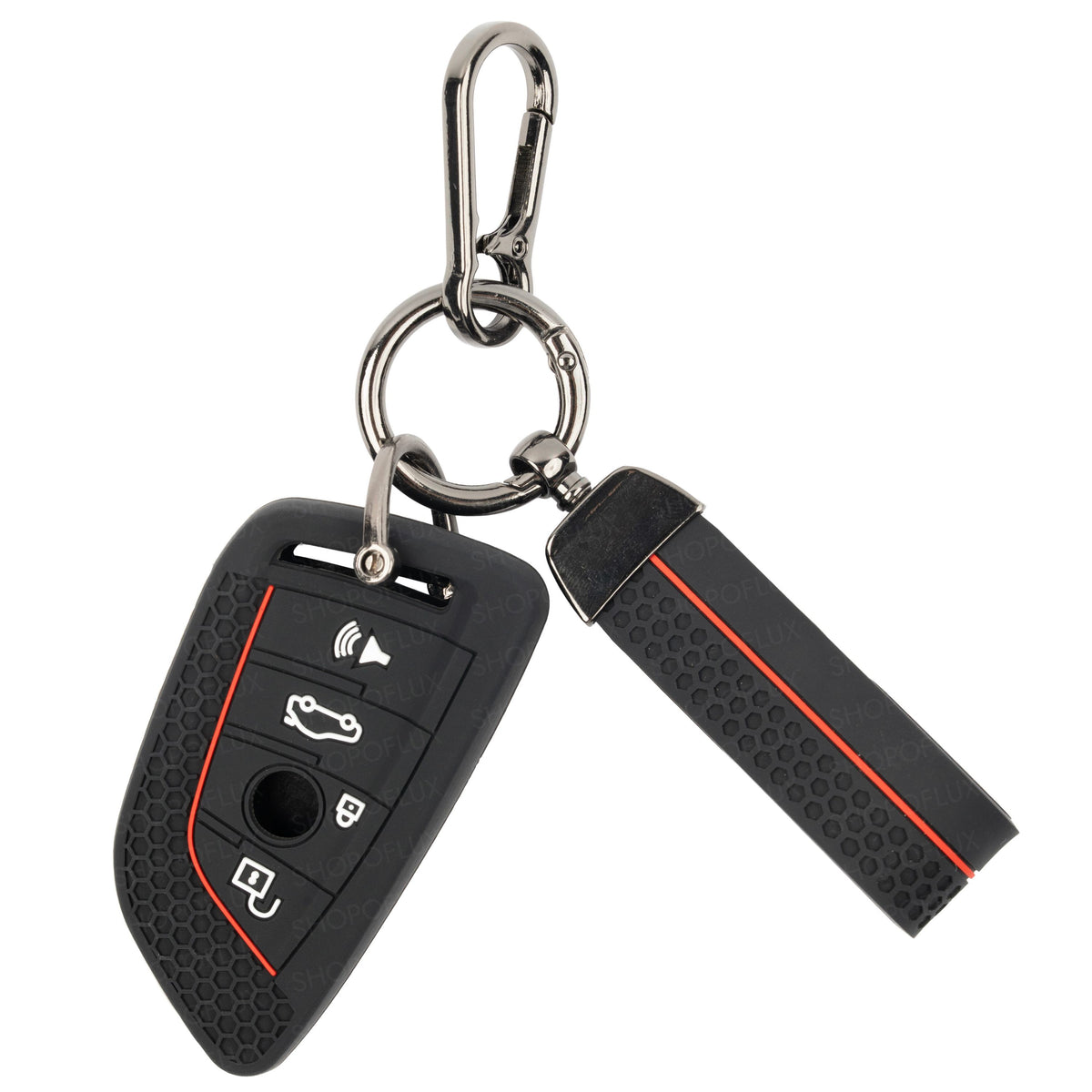 SHOPOFLUX Metal Key Cover Compatible for BMW X1, X3, X6, X5, 5 Series, 6 Series, 7 Series 4 Button Smart Key