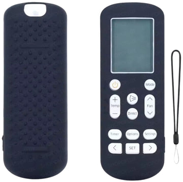 SHOPOFLUX Silicone AC Remote Cover Compatible with Samsung AC Remote Full Wrap Protective Case with Lanyard [Remote NOT Included] (Black)