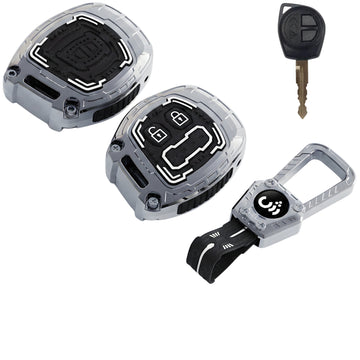SHOPOFLUX Metal Key Cover Compitable For Suzuki Swift | Ertiga | Wagonr | Celerio | Swift Dzire | Alto | Fronx | Breza | S Presso | Ignis 2 Button Remote Key (Metal Black Silicone) Shopoflux