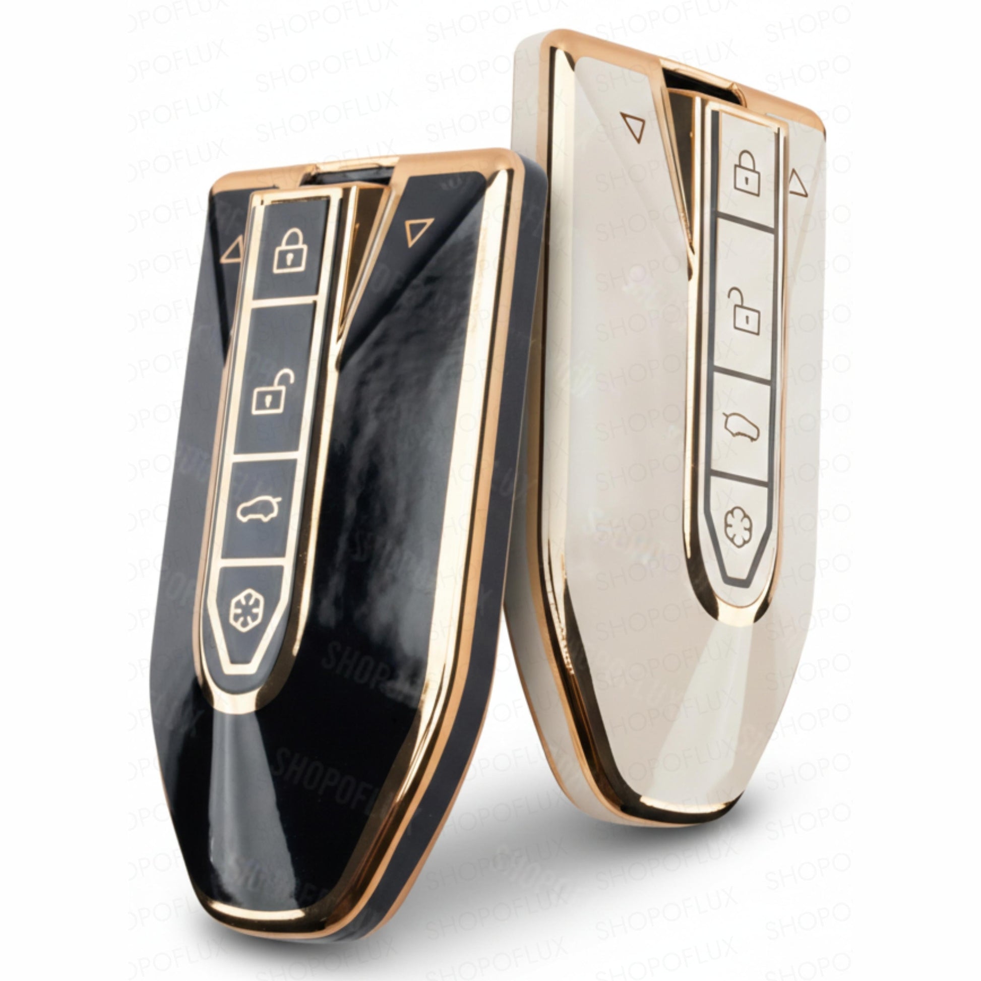 SHOPOFLUX TPU Key Cover Compatible with Mahindra BE 6, XEV 9 EV, XUV 7XO Smart Key (White & Black Pack of 2) Shopoflux