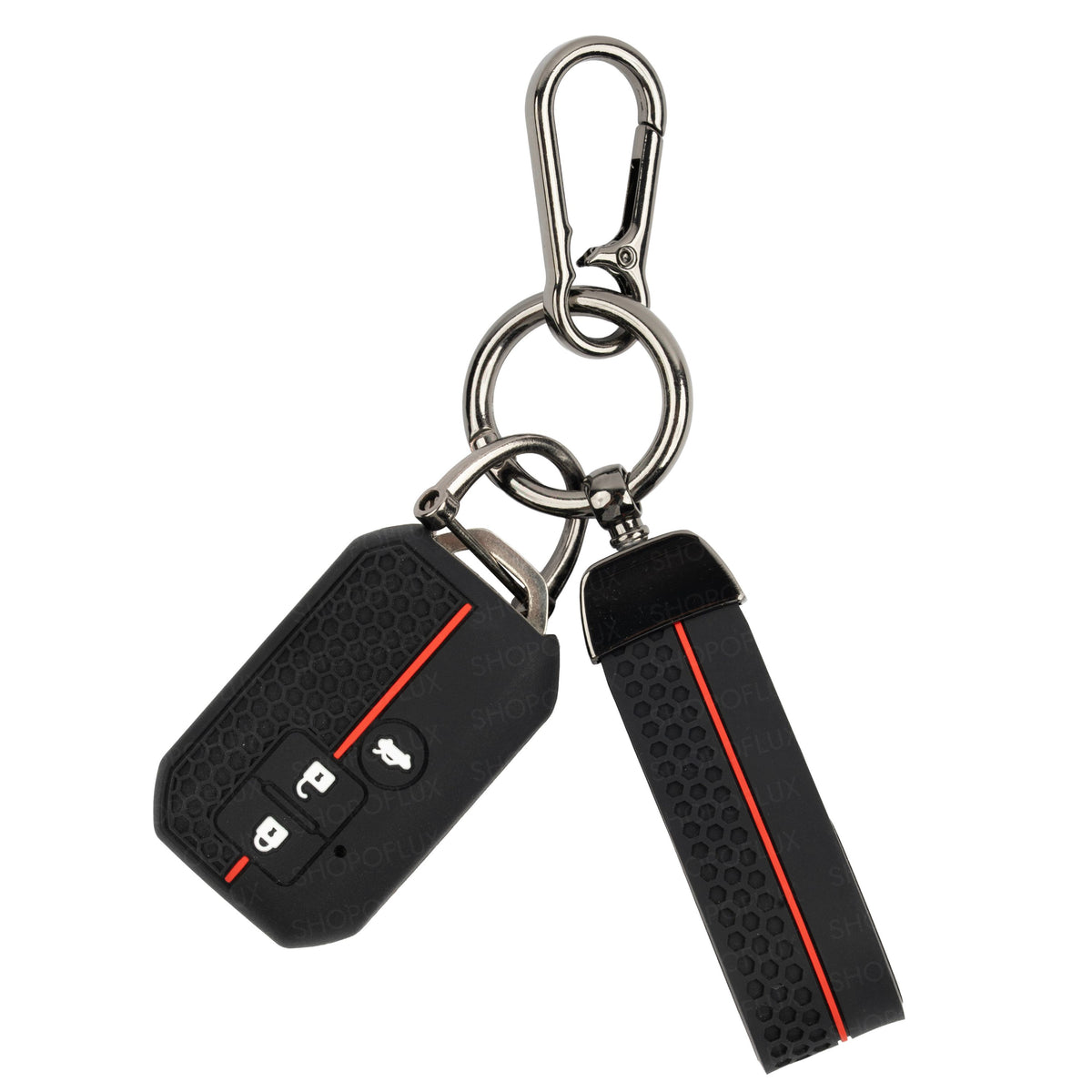 SHOPOFLUX Metal key Cover Compatible with Suzuki Dzire | Ertiga 3 button smart key (Black) (Pack 1)