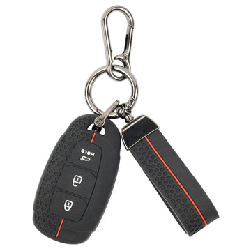 SHOPOFLUX Metal Key Cover Compatible with Hyundai Verna | Kona | i20 3 Button Smart Key
