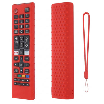 SHOPOFLUX Silicone Tv Remote Cover Compatible with Samsung Smart Tv Remote Without Sollar [Remote NOT Included] (Red)