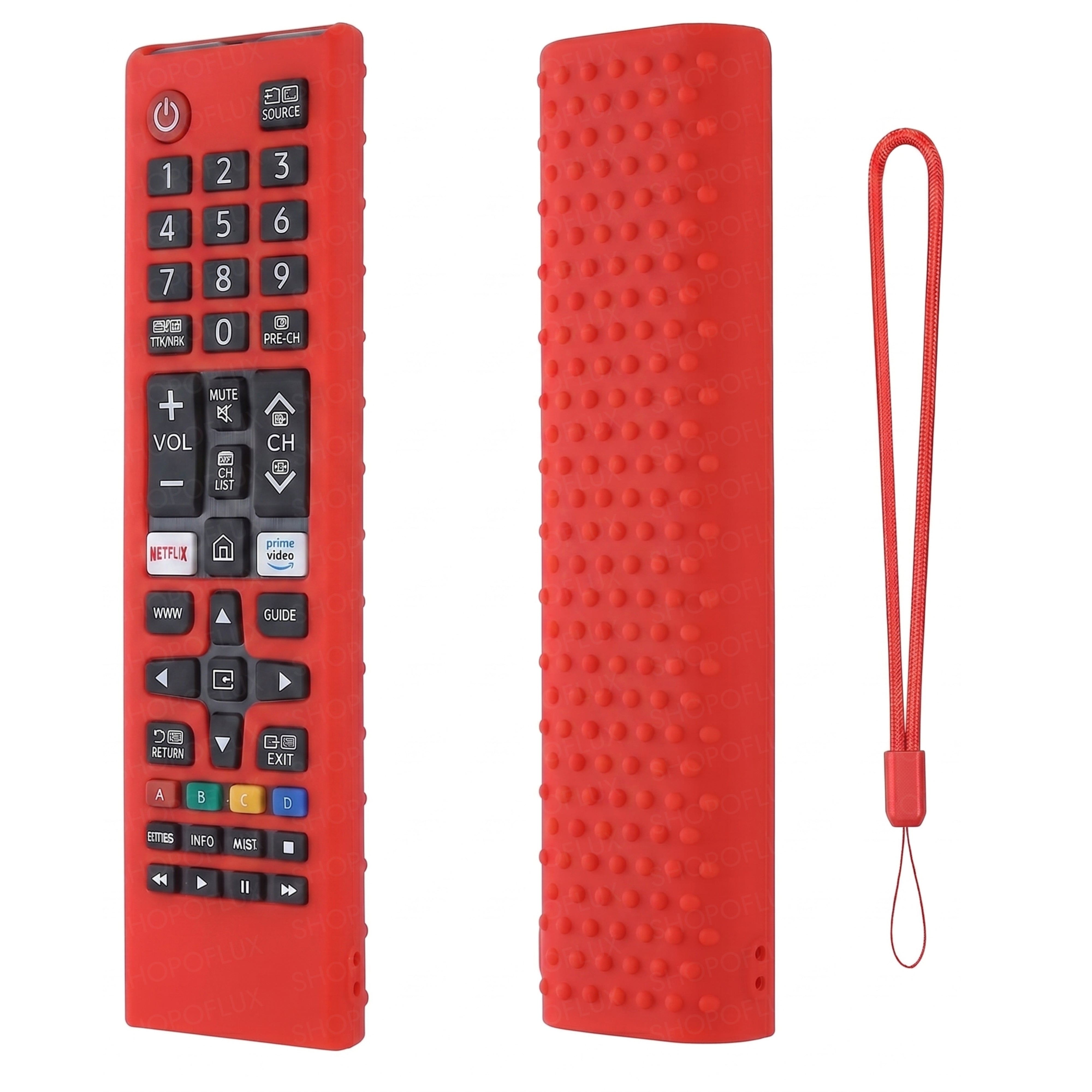 SHOPOFLUX Silicone Tv Remote Cover Compatible with Samsung Smart Tv Remote Without Sollar [Remote NOT Included] (Red)