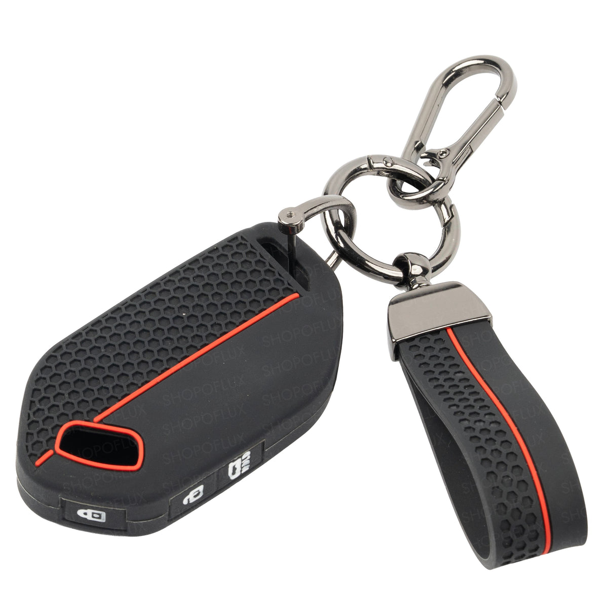 SHOPOFLUX Metal Key Cover Compatible with Kia Syros, Seltos, EV6 EV9, Sorento HTK & HTE 4 Button Smart Key