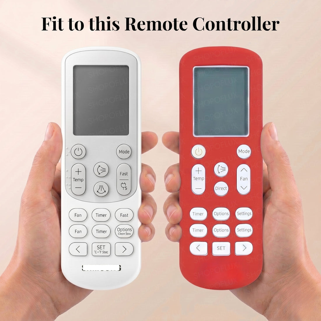 SHOPOFLUX Silicone AC Remote Cover Compatible with Samsung AC Remote Full Wrap Protective Case with Lanyard [Remote NOT Included] (Red)