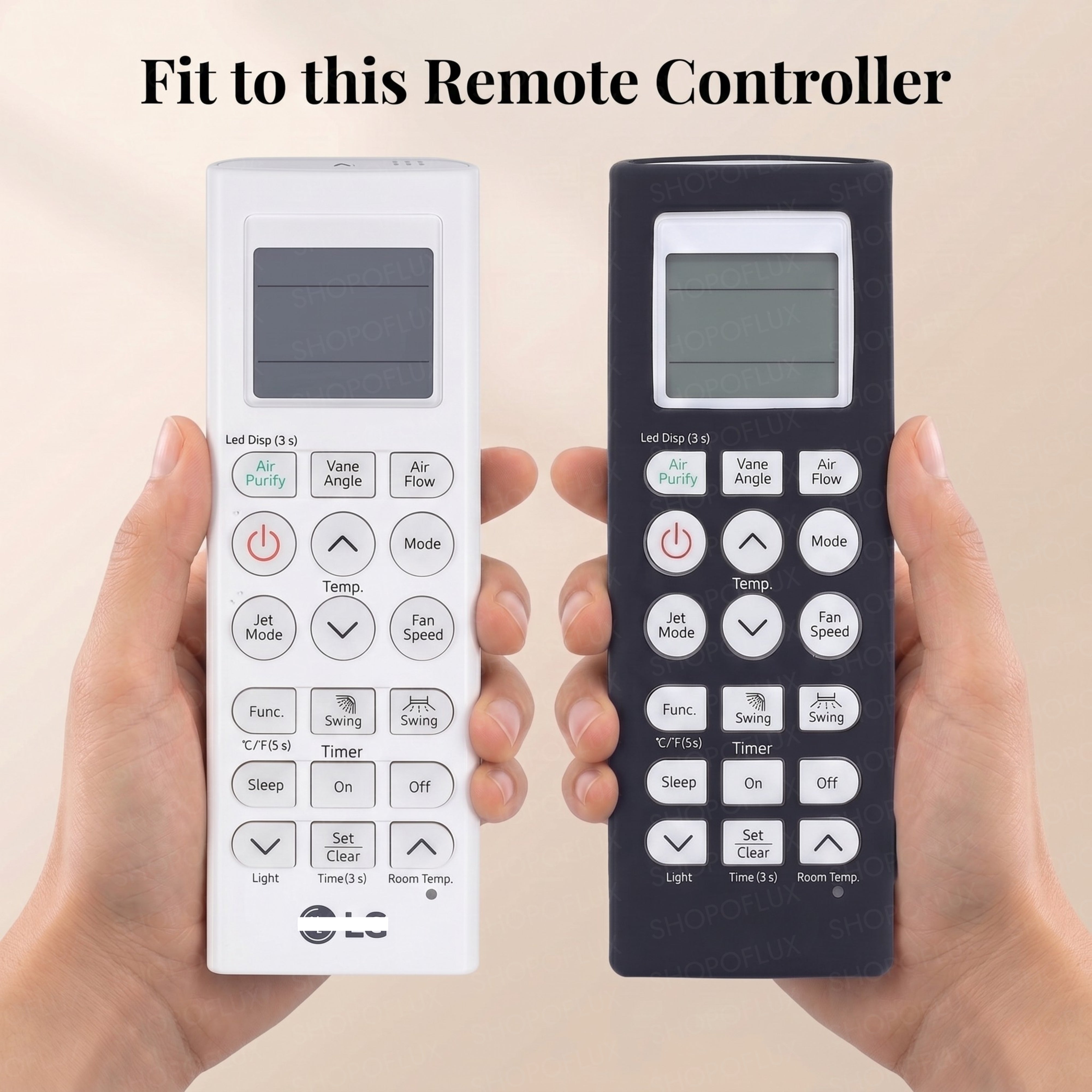 SHOPOFLUX Silicone AC Remote Cover Compatible with LG AC Remote Full Wrap Protective Case with Lanyard [Remote NOT Included] (Black)
