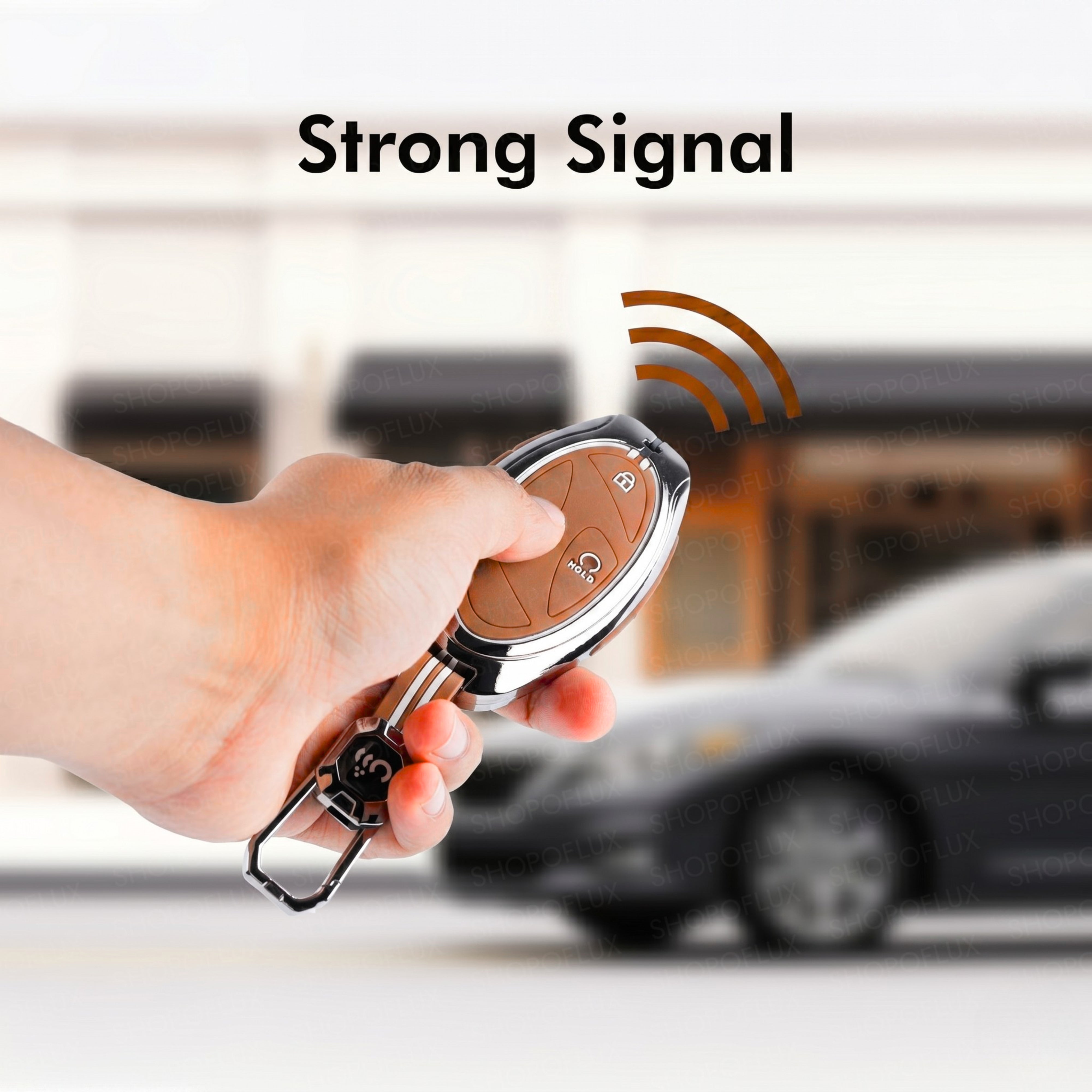 SHOPOFLUX Metal Key Cover Compatible with Hyundai Venue 4 Button Smart Key (Metal Silicone Brown)