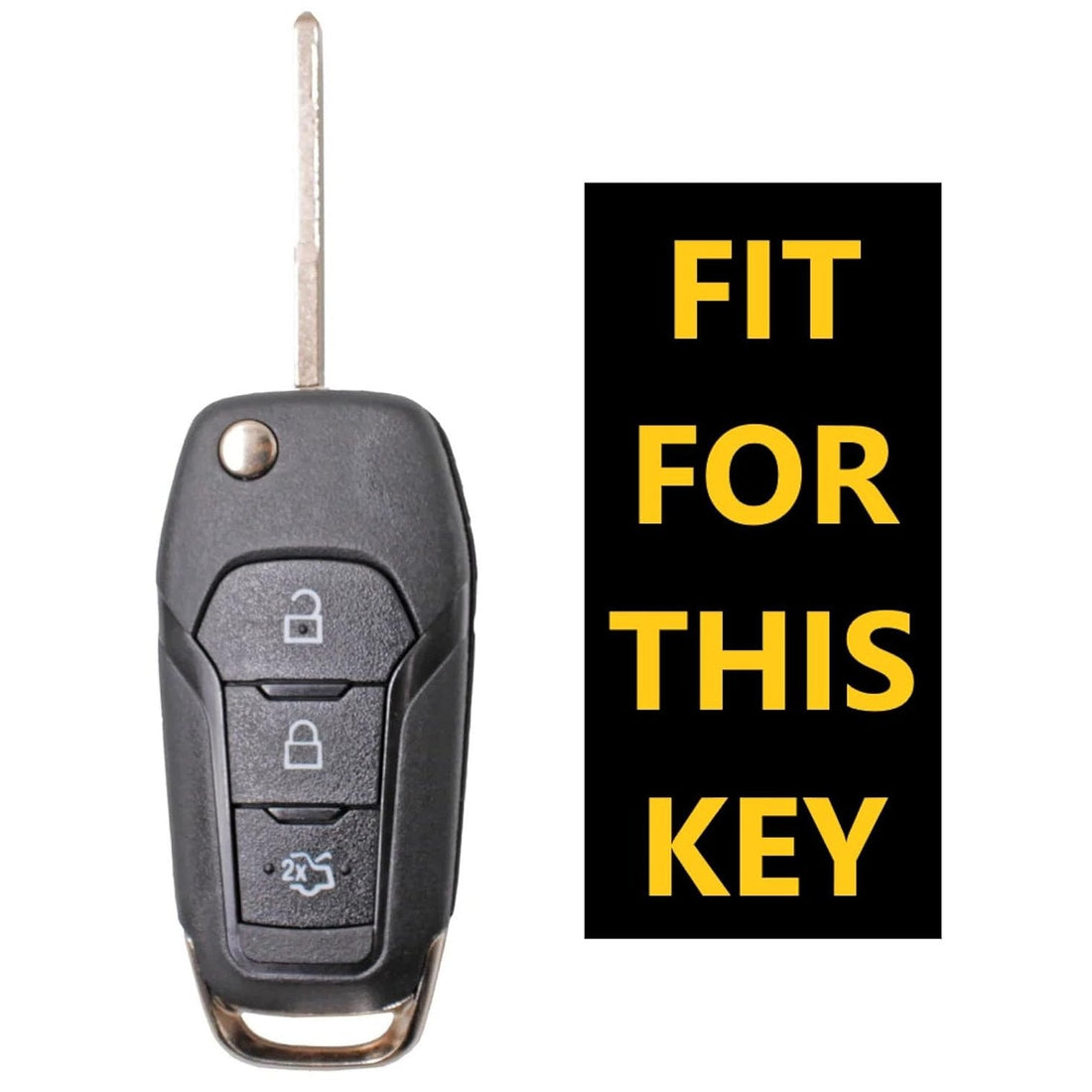 SHOPOFLUX Metal Key Cover Compatible for Ford Endeavour | Figo | Aspire | Freestyle 3 Button Flip Key - Black