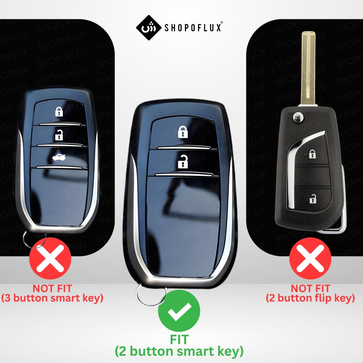 SHOPOFLUX Metal Key Cover Compatible with Toyota Innova Crysta, Hilux, Invicto 2 Button Smart Only (Leather Black Brown)