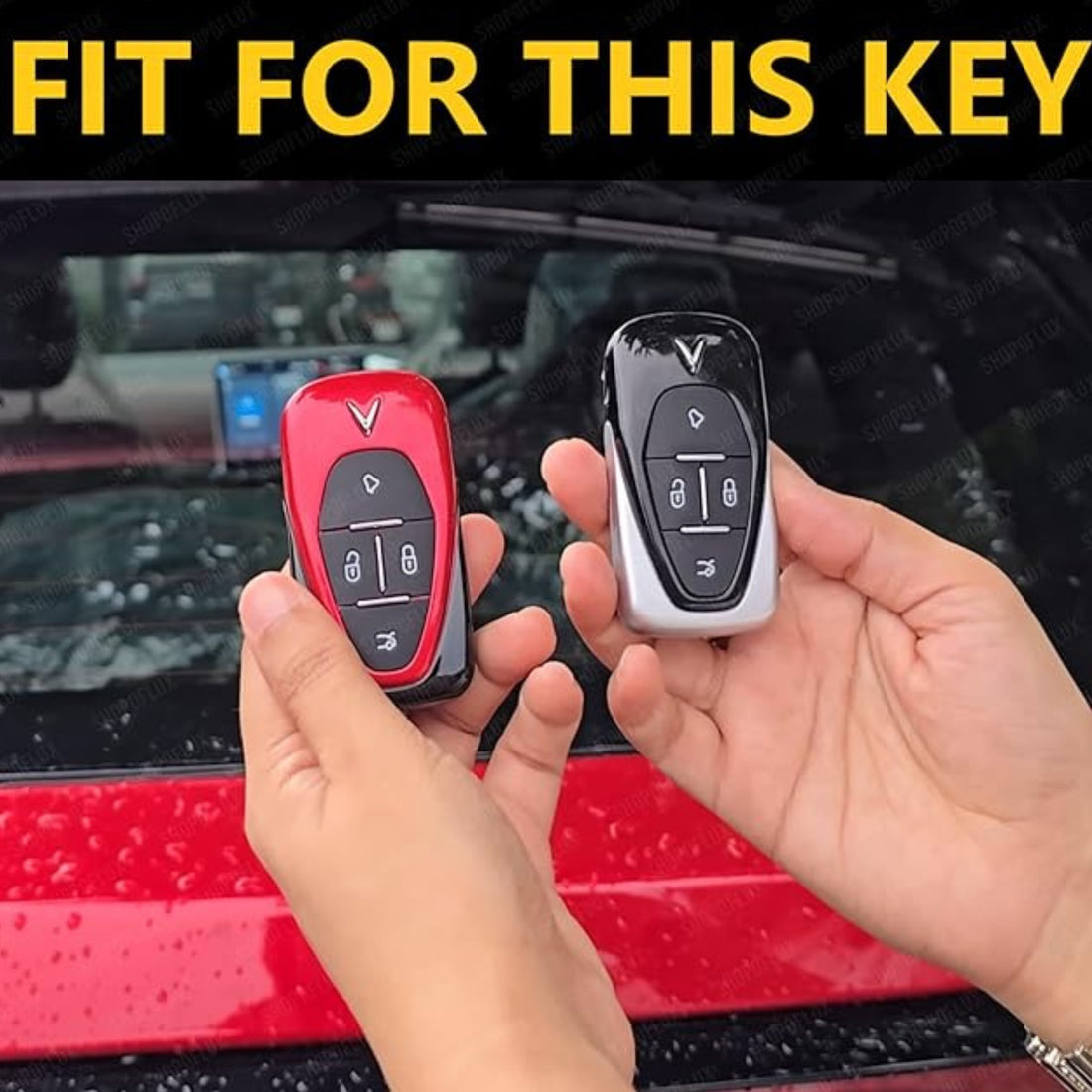 SHOPOFLUX TPU Car Key Cover Compatible for Vinfast VF6,VF7 4 Button Smart Key (White)