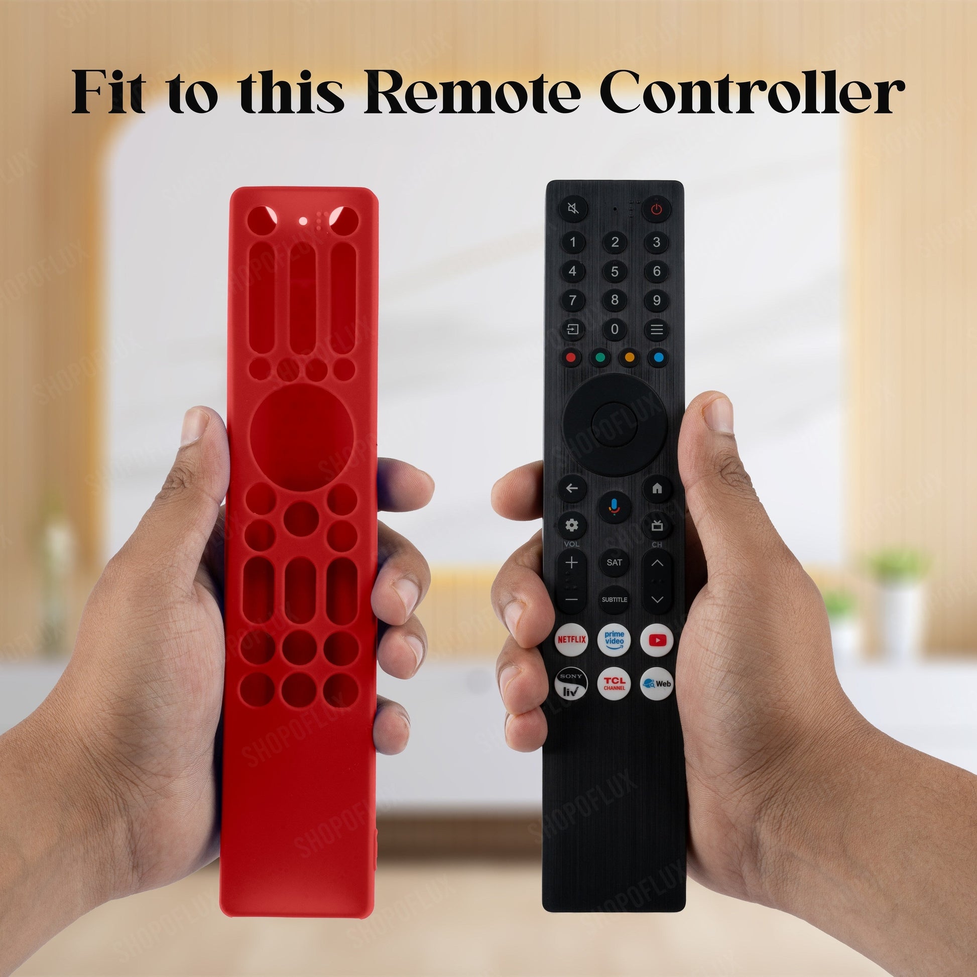 SHOPOFLUX Silicone TV Remote Cover Compatible with TCL Tv Remote RC833A 4K QLED Google TV Protective Case [Remote NOT Included] (Red) Shopoflux