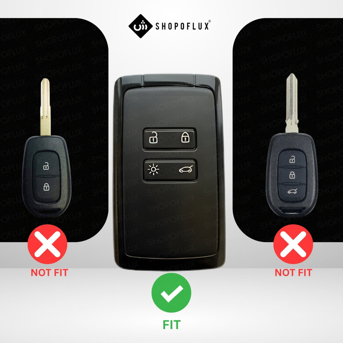 SHOPOFLUX Metal Key Cover Compatible with Renault Triber | Kiger | Duster | Gravite | Nissan Tekton 4 Button Smart Key (Black Brown Leather)