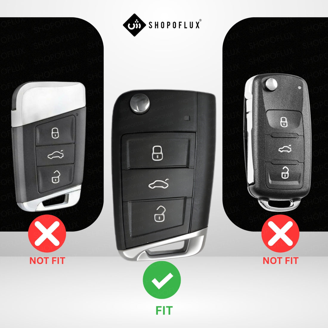 SHOPOFLUX Metal Key Cover Compatible for Skoda & Volkswagen Cars Kylaq | Slavia | Kushaq | Octavia | Virtus | Taigun | Tiguan | T Roc 3 Button Flip Key