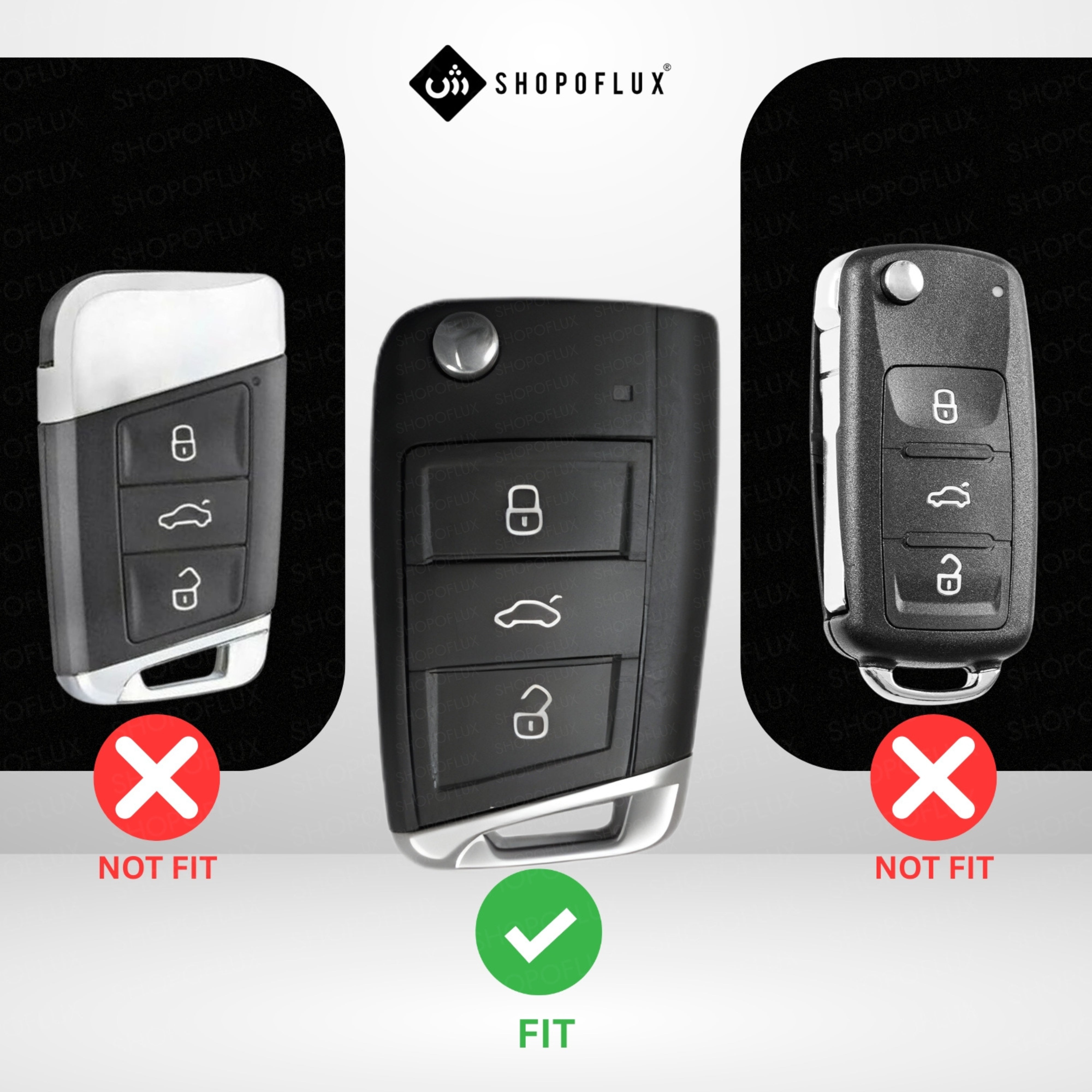 SHOPOFLUX Metal Key Cover Compatible for Skoda & Volkswagen Cars Kylaq | Slavia | Kushaq | Octavia | Virtus | Taigun | Tiguan | T Roc 3 Button Flip Key