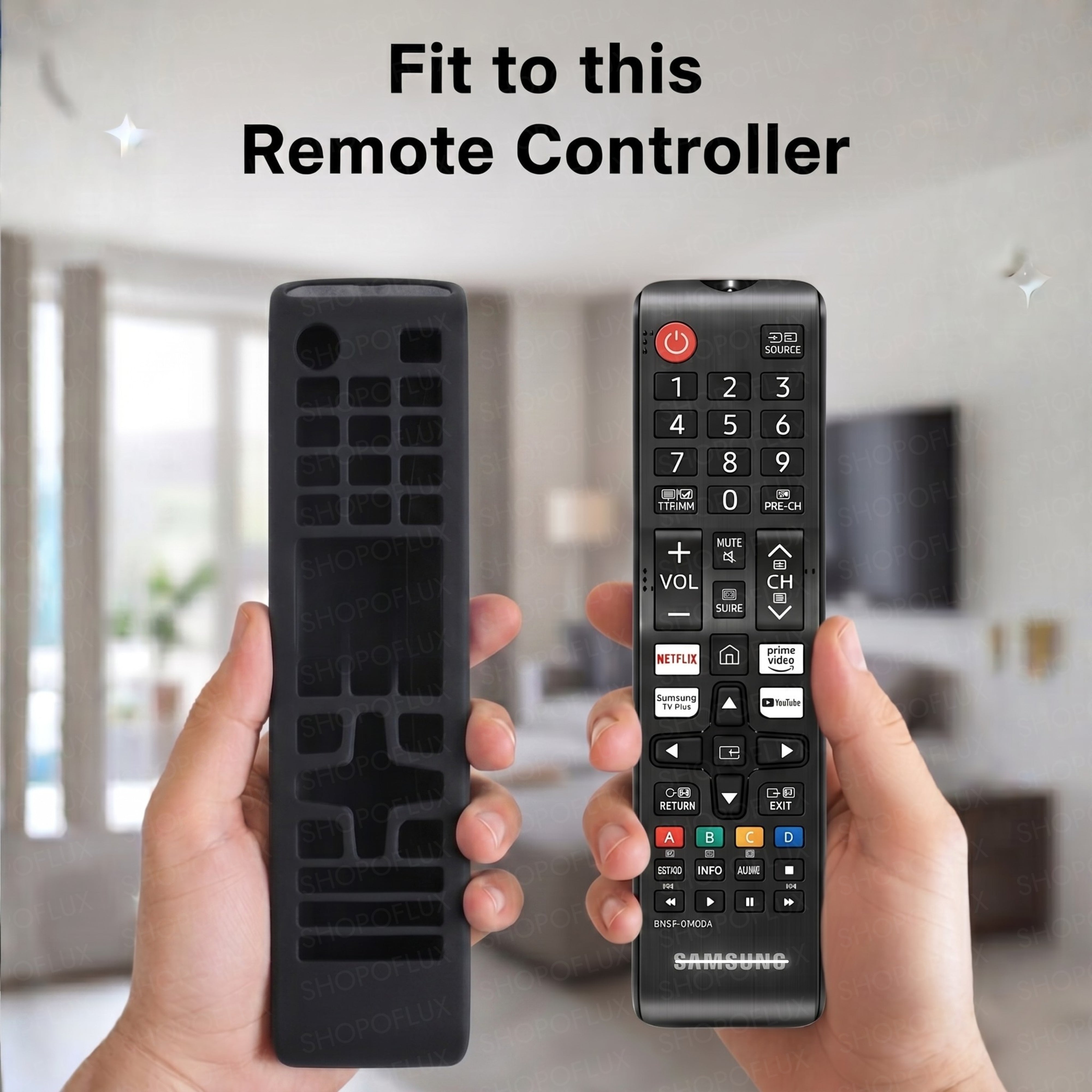 SHOPOFLUX Silicone Tv Remote Cover Compatible with Samsung Smart Tv Remote Without Sollar [Remote NOT Included] (Black)