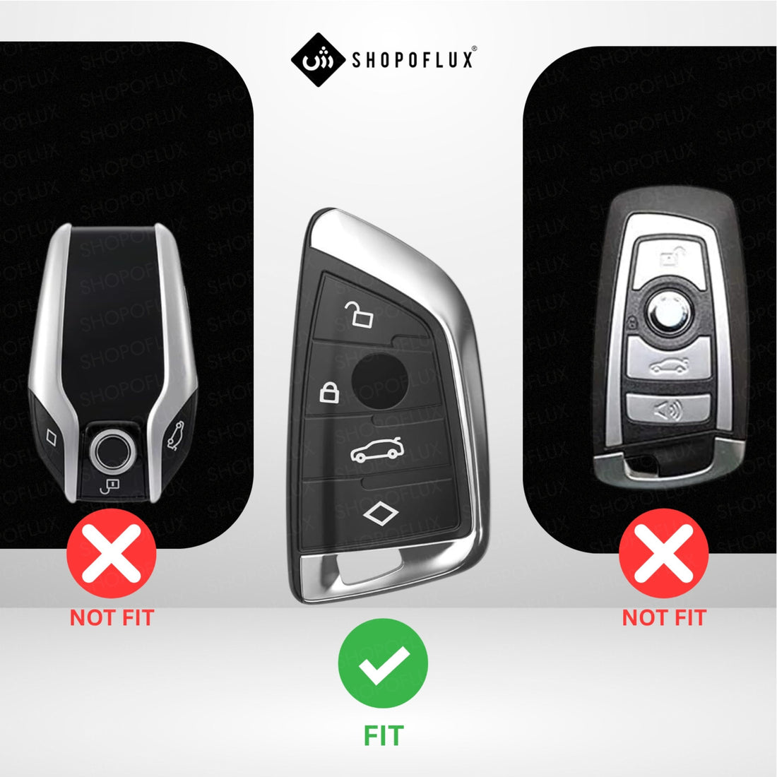 SHOPOFLUX Metal Key Cover Compatible for BMW X1, X3, X6, X5, 5 Series, 6 Series, 7 Series 4 Button Smart Key