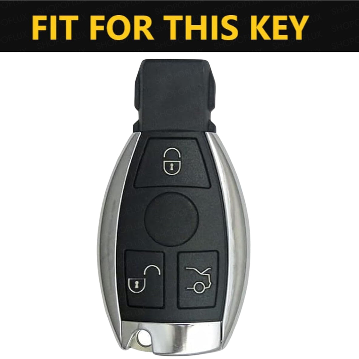 SHOPOFLUX Silicone Car Key Cover Compatible for Mercedes Benz C E M S CLS CLK GLK GLC G Class 3 Button Smart Key - Black (Silicone Black)