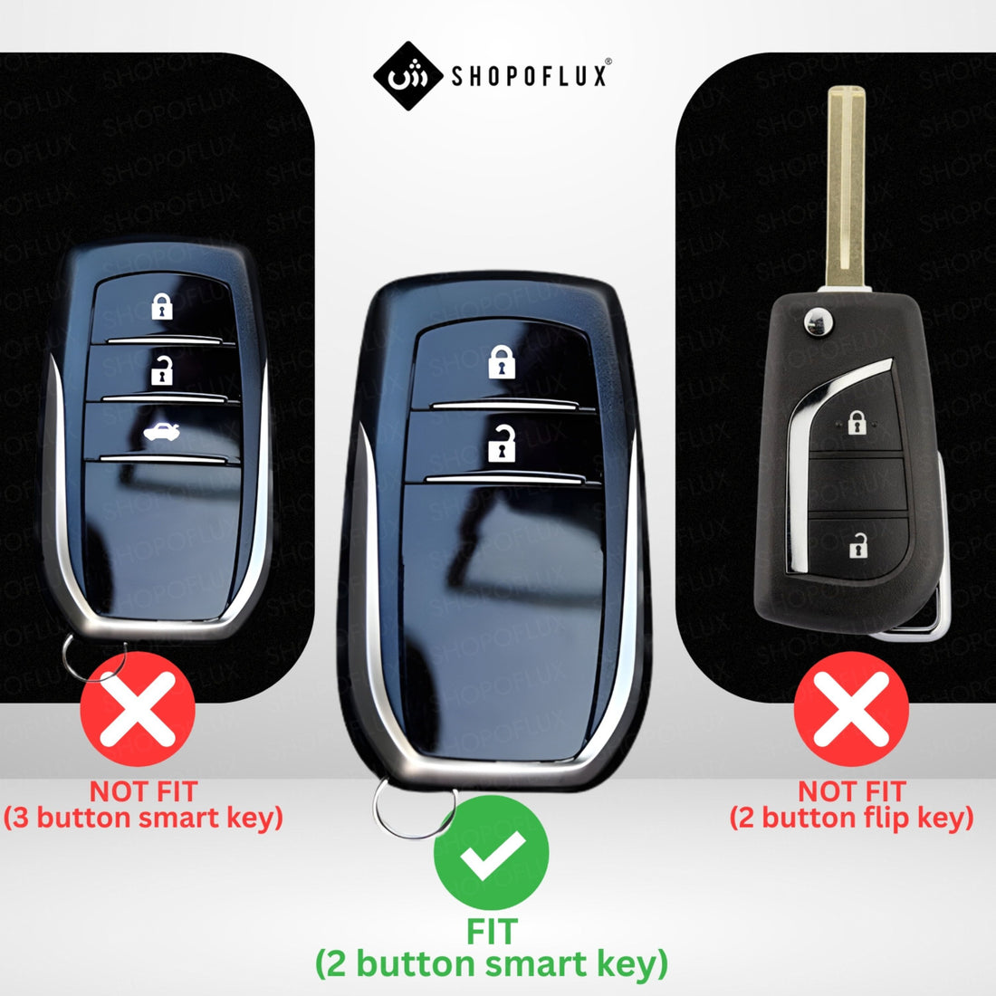 Click to see full view SHOPOFLUX Silicone Key Cover Compatible with Toyota Innova Crysta, Hilux, Invicto 2 Button Smart Only (Silicone Black)