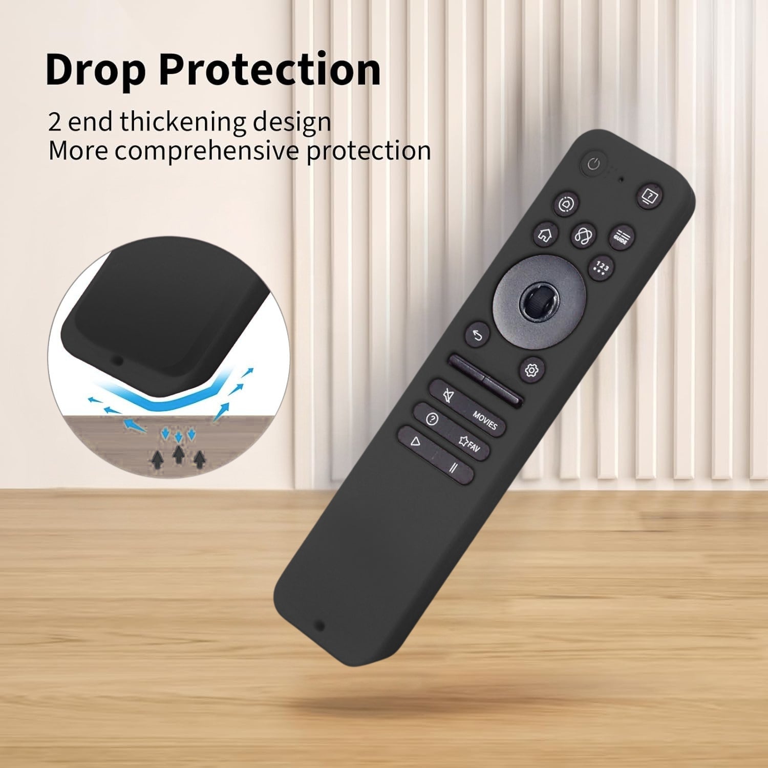 Shopoflux Silicone Tv Remote Cover Compatible with LG Smart TV Remote LG MR25GA Full Wrap Protective Case [Remote NOT Included] (Black) Shopoflux