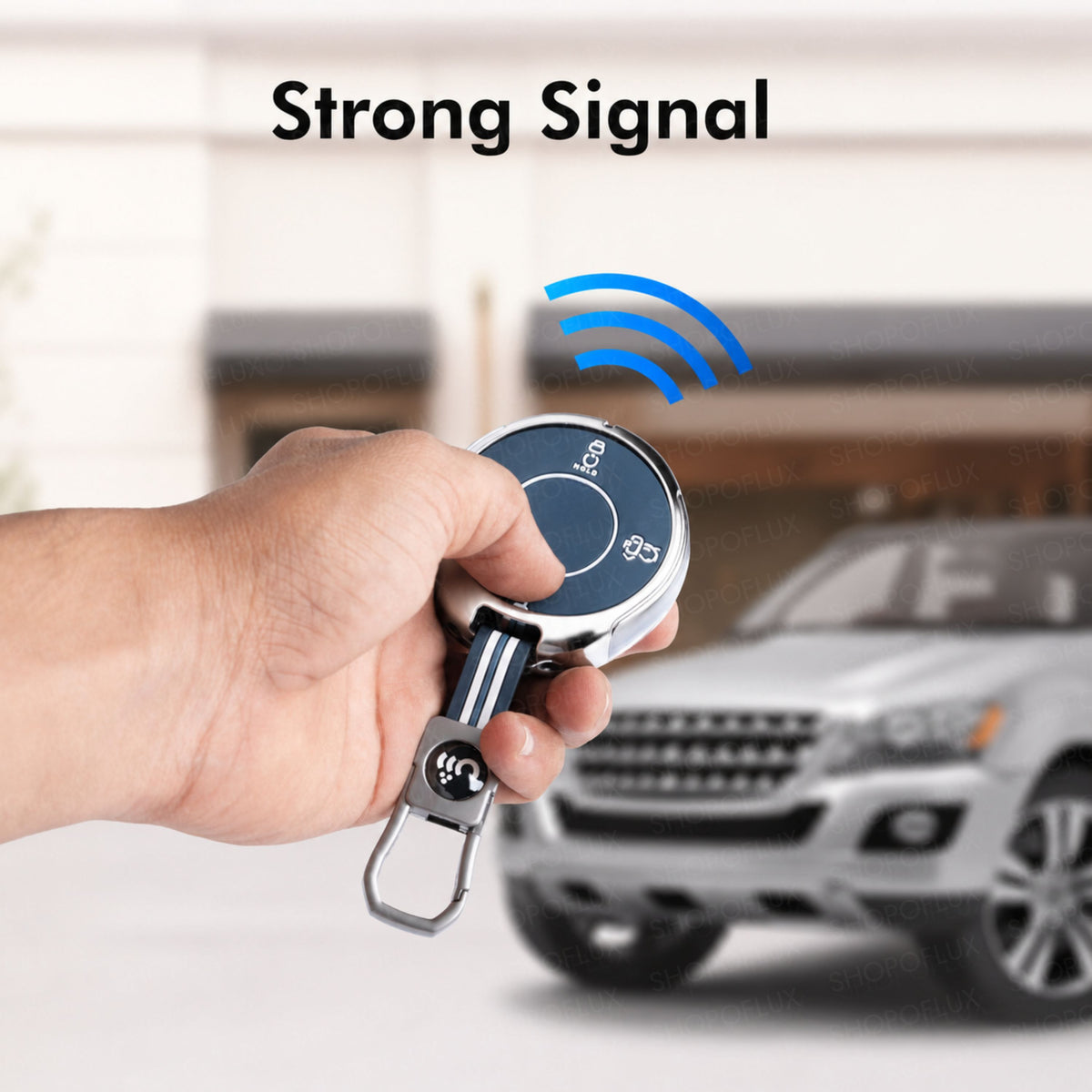 SHOPOFLUX Metal Key Cover Compatible for Tata Harrier | Sierra EV Round Smart Key (Blue)