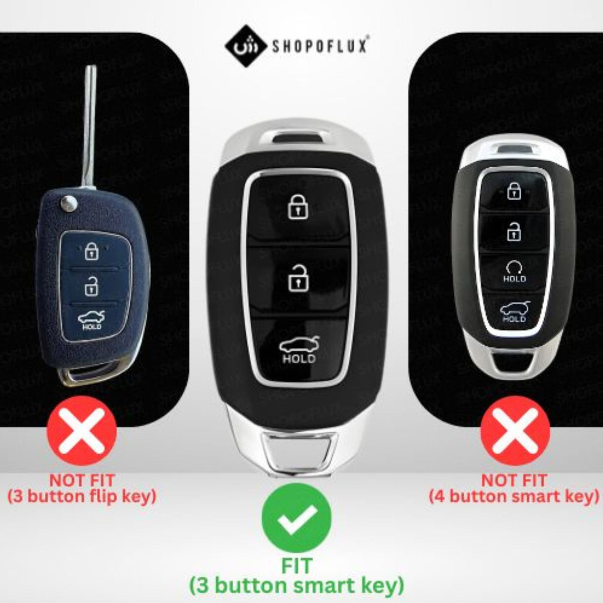 SHOPOFLUX Metal Key Cover Compatible with Hyundai Verna | Kona | i20 3 Button Smart Key