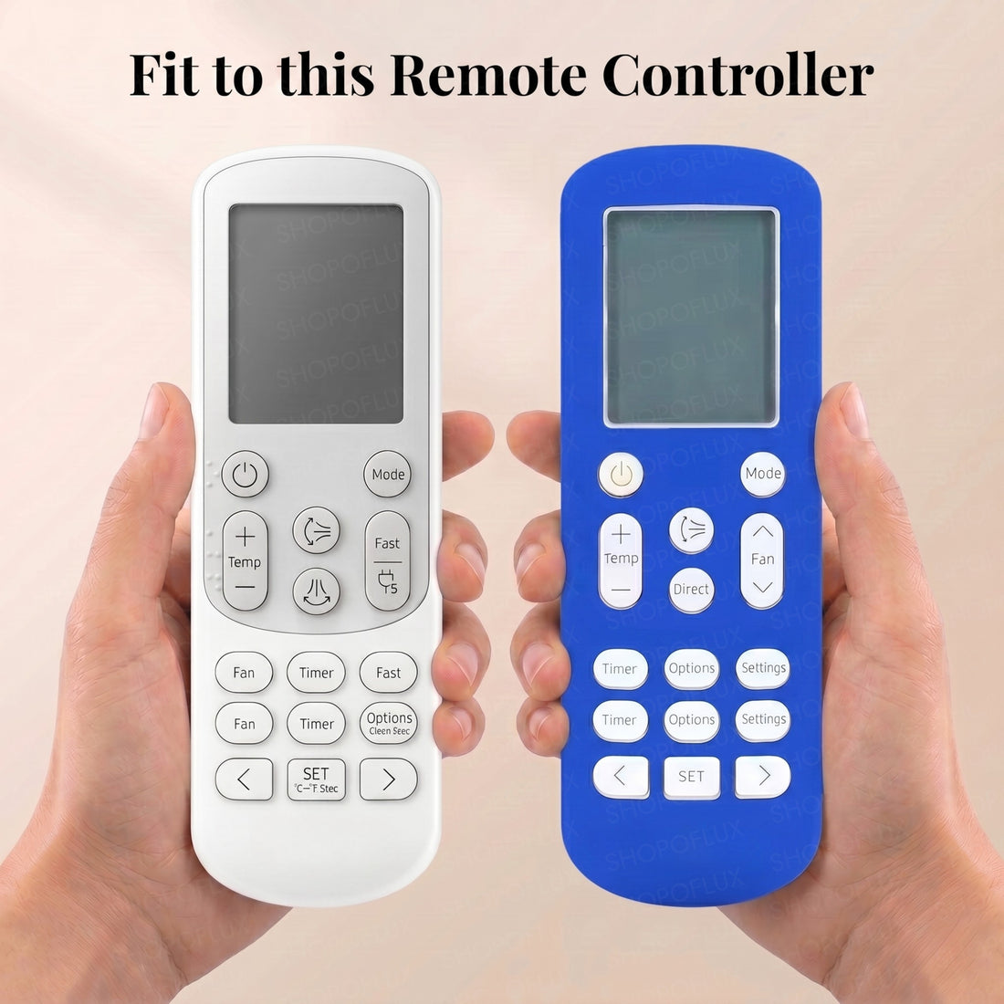 SHOPOFLUX Silicone AC Remote Cover Compatible with Samsung AC Remote Full Wrap Protective Case with Lanyard [Remote NOT Included] (Blue)