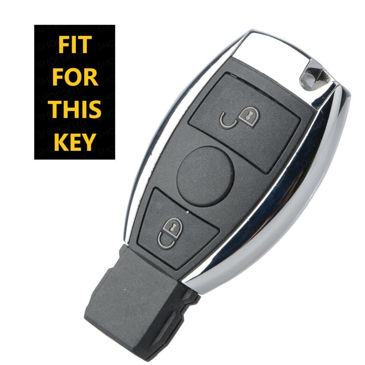 SHOPOFLUX Silicone Car Key Cover Compatible for Mercedes Benz C E M S CLS CLK GLK GLC G Class 2 Button smart Key (Silicone Black)