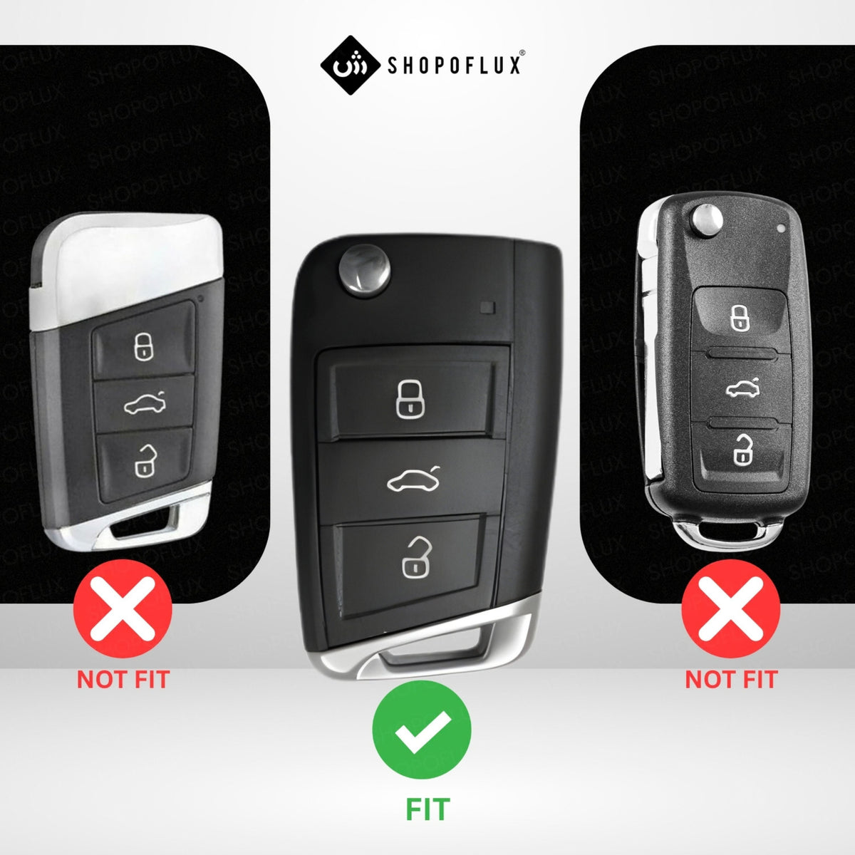 SHOPOFLUX Metal Key Cover Compatible for Skoda & Volkswagen Cars Kylaq | Slavia | Kushaq | Octavia | Virtus | Taigun | Tiguan | T ROC 3 Button Flip Key (Leather Black Brown)