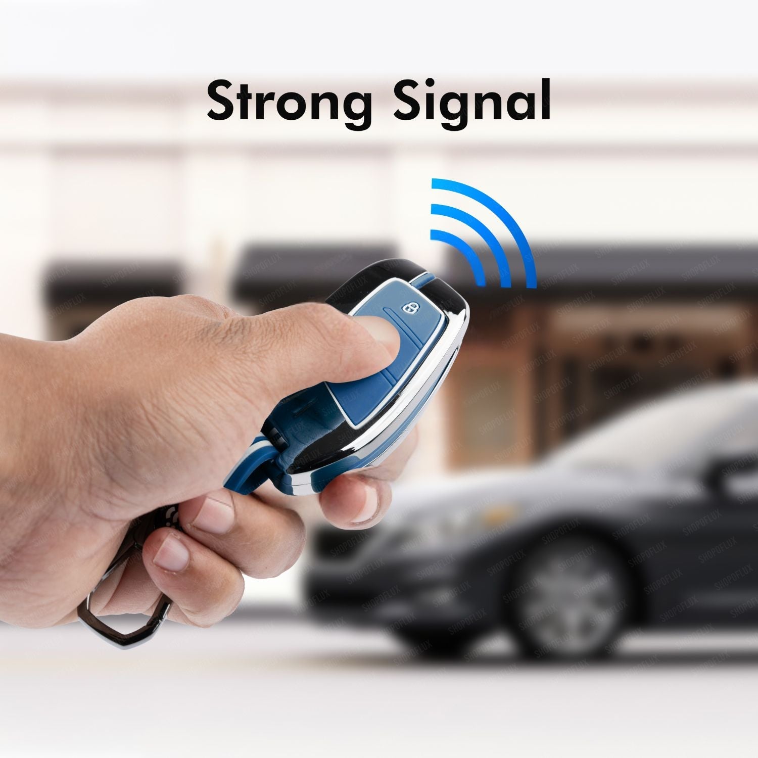 SHOPOFLUX Metal Key Cover Compatible with MG ZS EV Electric | Astor 3 Button Smart Key (Metal Silicone Blue) Shopoflux