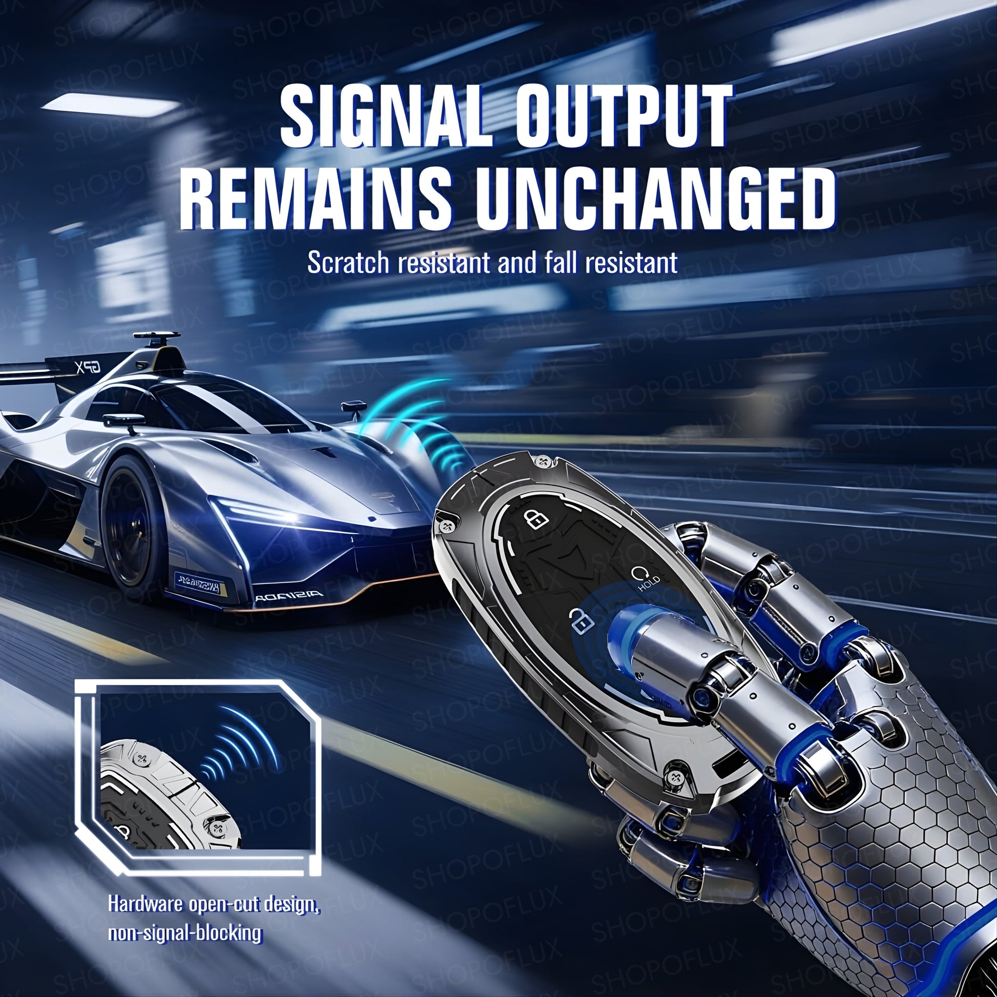 SHOPOFLUX Metal Key Cover Compatible with Hyundai Venue 4 Button Smart Key (Metal Black Silicone) Shopoflux