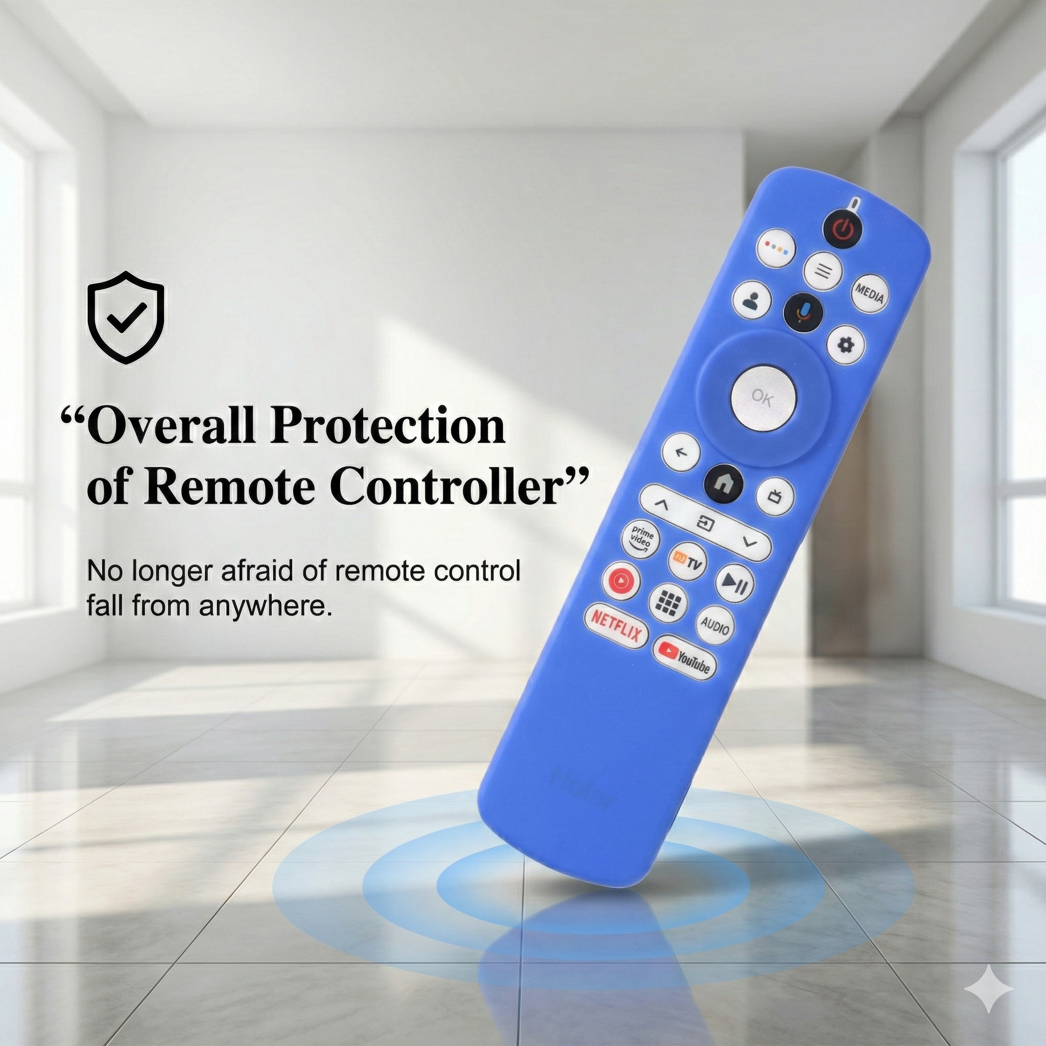 SHOPOFLUX Silicone TV Remote Cover Compatible with Haier Smart TV Protective Case with Lanyard (Blue) Shopoflux