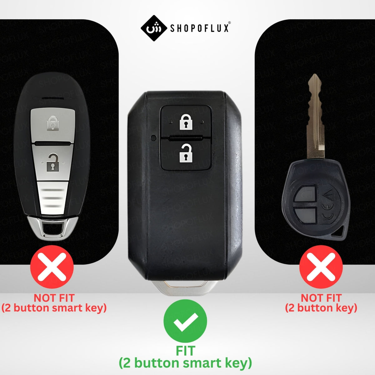 SHOPOFLUX Key Cover Compatible with Baleno, Grand Vitara, XL6, Swift, Brezza, eVitara, Ertiga, Dzire, Fronx, Urban Cruiser, Rumion, Glanza, Hyryder,Victoris 2 Button Key (Metal Leather Black Brown)