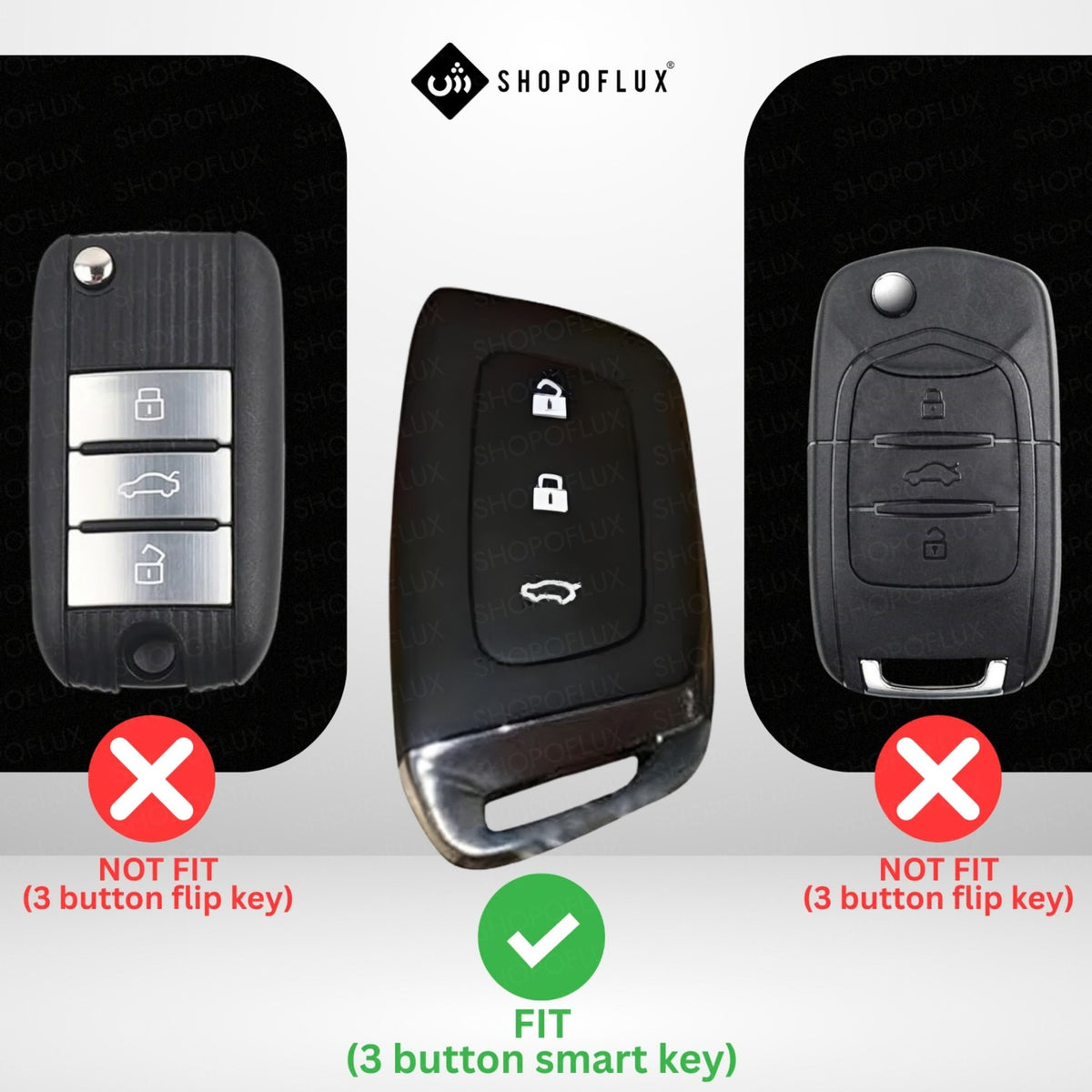 SHOPOFLUX Car Key Cover Compatible for MG Hector | Windsor EV 3 Button Smart Key (Leather Black Brown)