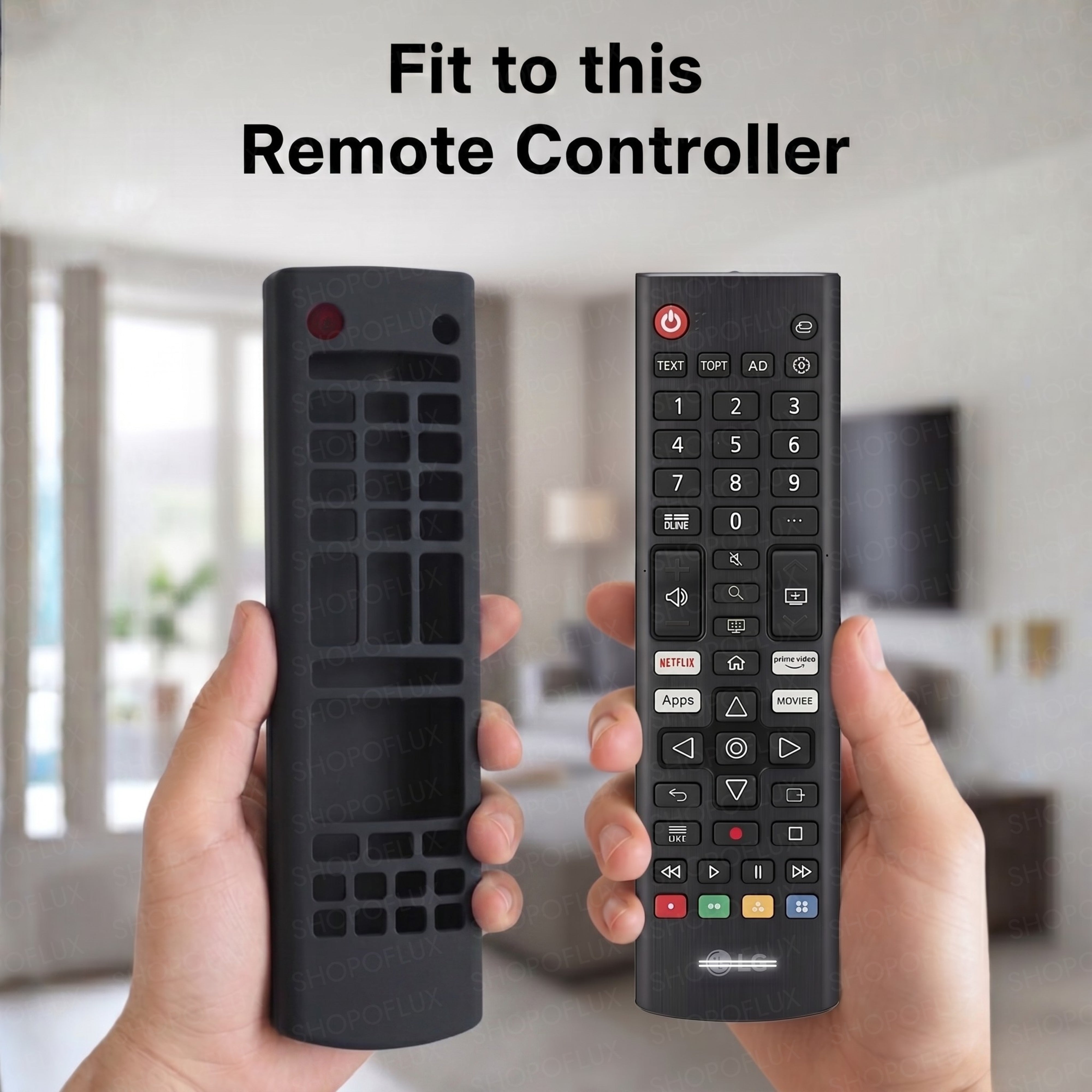 Shopoflux Silicone Tv Remote Cover Compatible with LG Smart TV Remote Full Wrap Protective Case with Lanyard [Remote NOT Included] (Black)