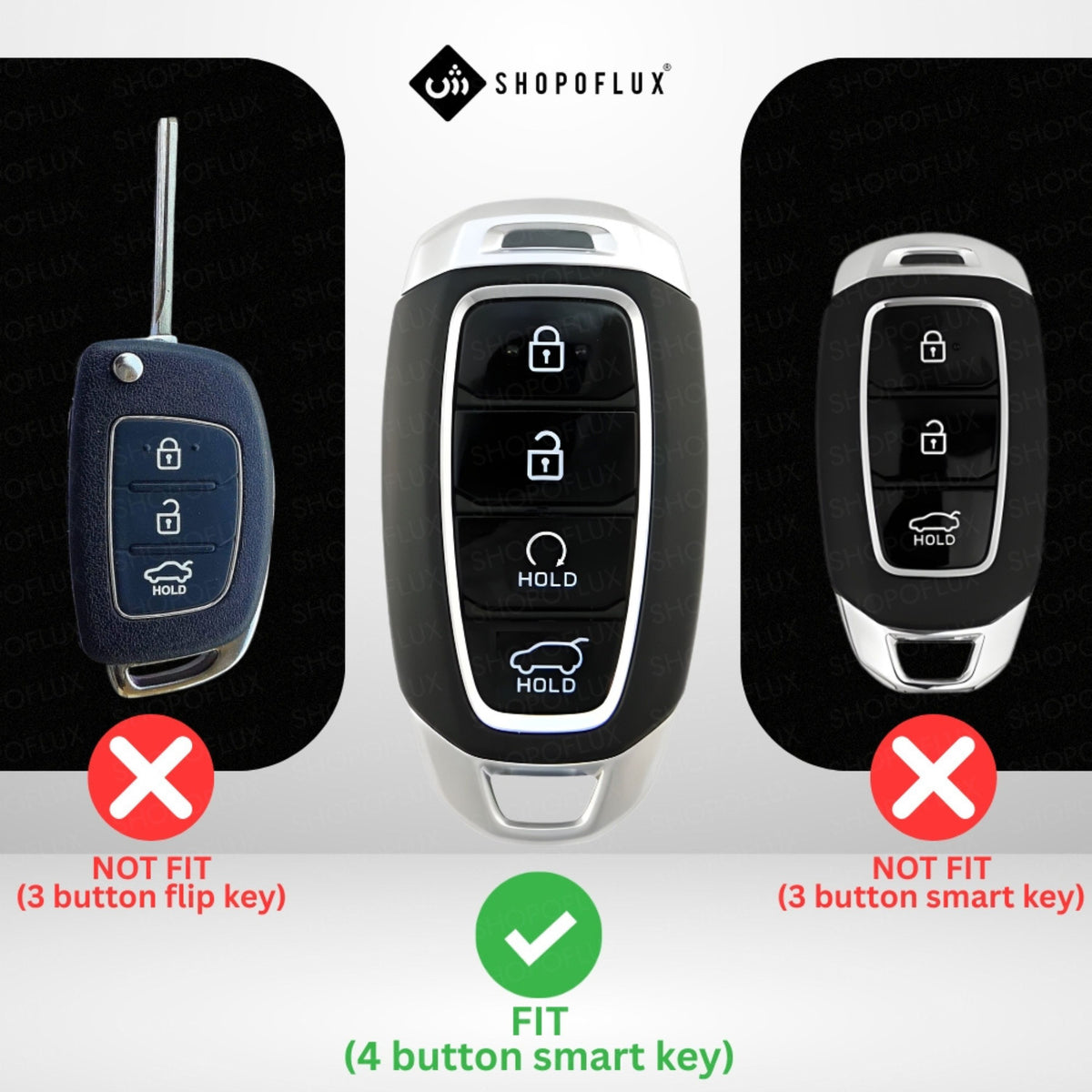 SHOPOFLUX Metal Key Cover Compatible with Hyundai Verna | i20 Facelift N Line N8 Car 4 button smart key