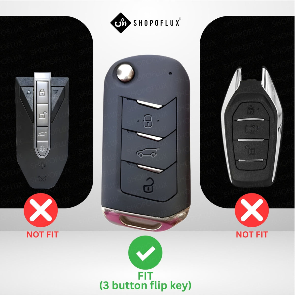 SHOPOFLUX Metal Key Cover Compatible with Mahindra Scorpio N | 3XO | XUV 300 | Marazzo | XUV 700 | XUV 400 ev | Bolero | Thar Roxx 3 Button Flip Key (Leather Black Brown)
