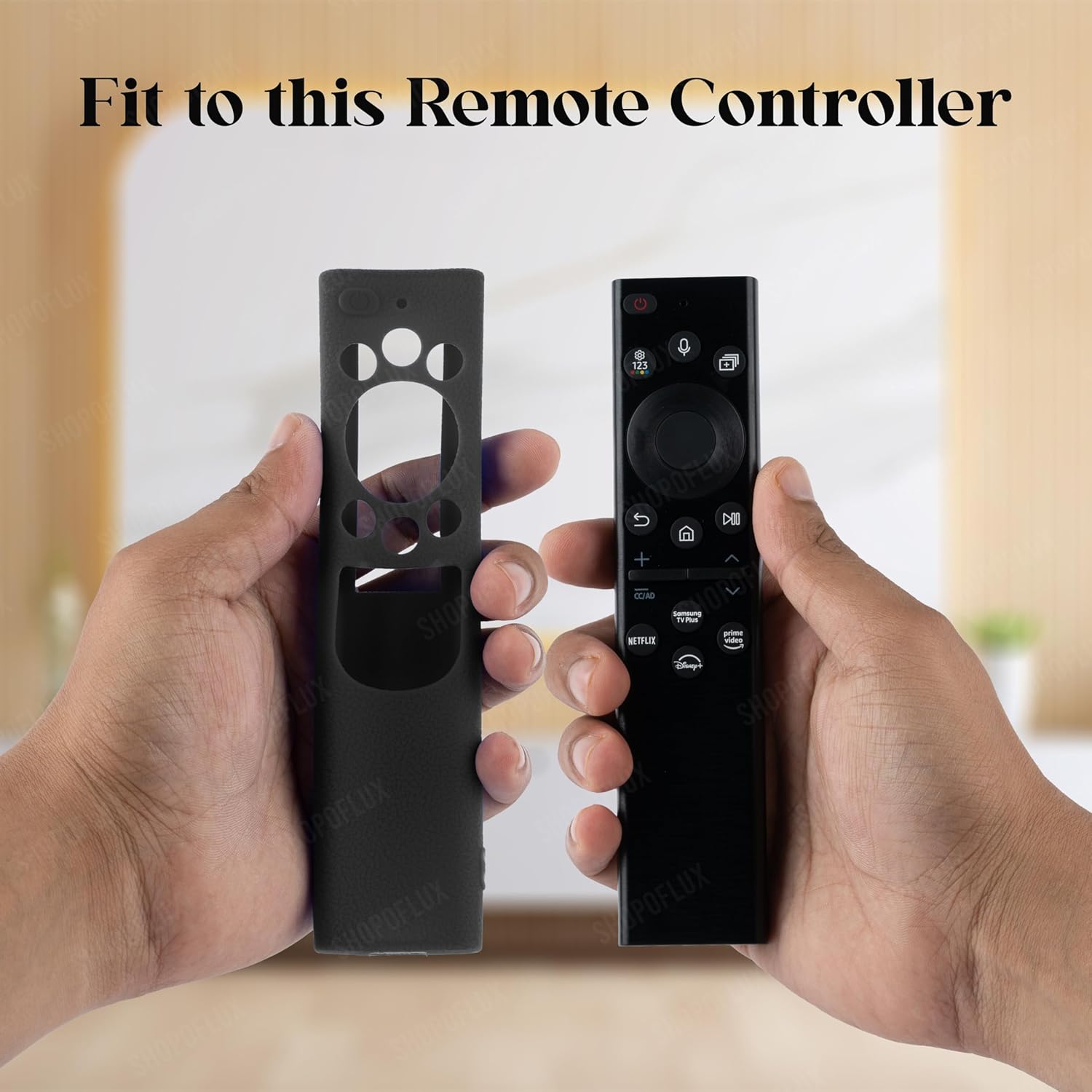 Shopoflux Silicone TV Remote Cover Compatible with Samsung 2022 Smart TV Remote QLED TV BN68-13897A / TM2280E Protective Case (Black) Shopoflux