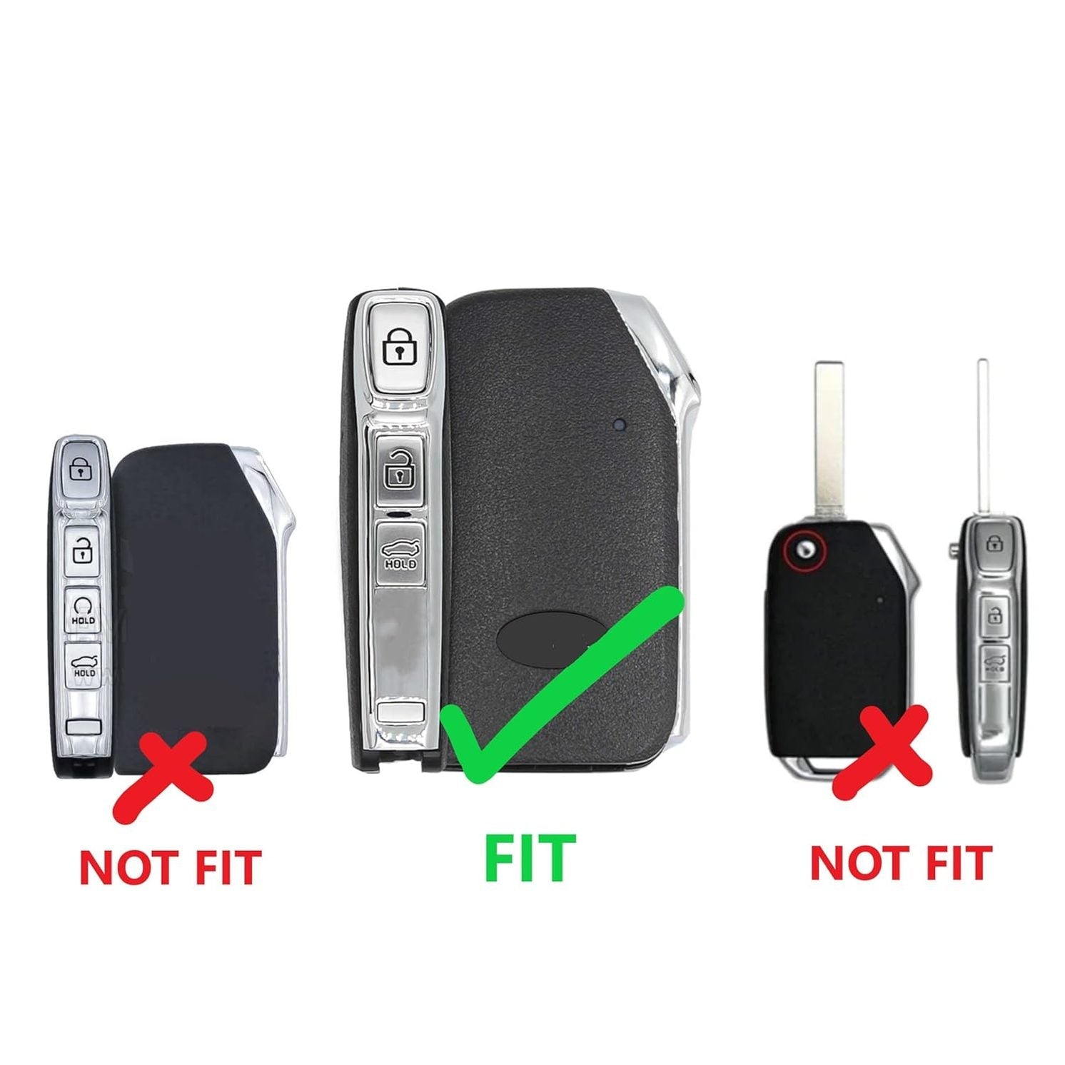 SHOPOFLUX Metal Key Cover Compatible with Kia Seltos Facelift | Carens | Sonet 3 Button Smart Key - Black