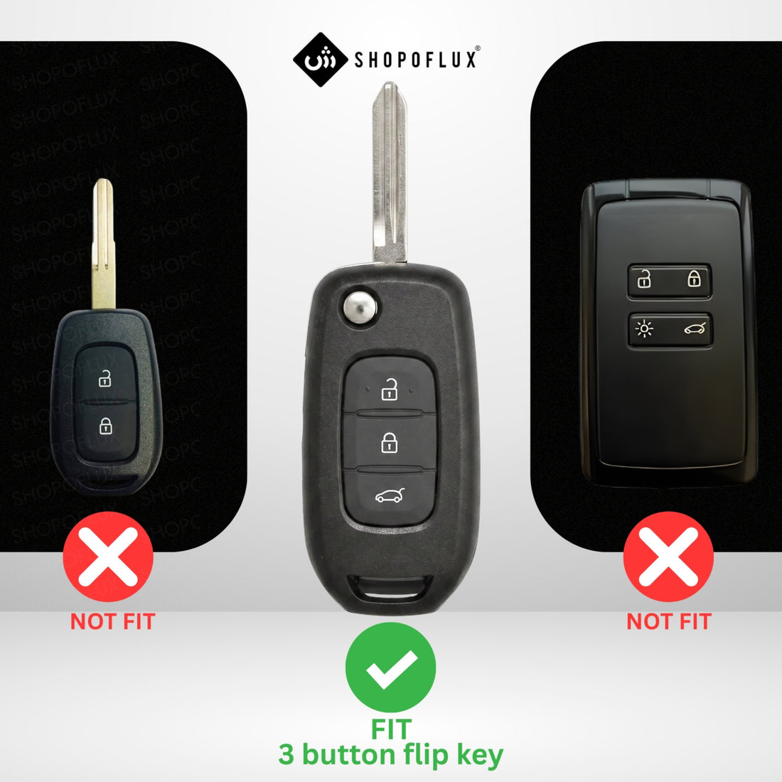 SHOPOFLUX Metal Key Cover Compatible with Renault Duster 3 Button Flip Key