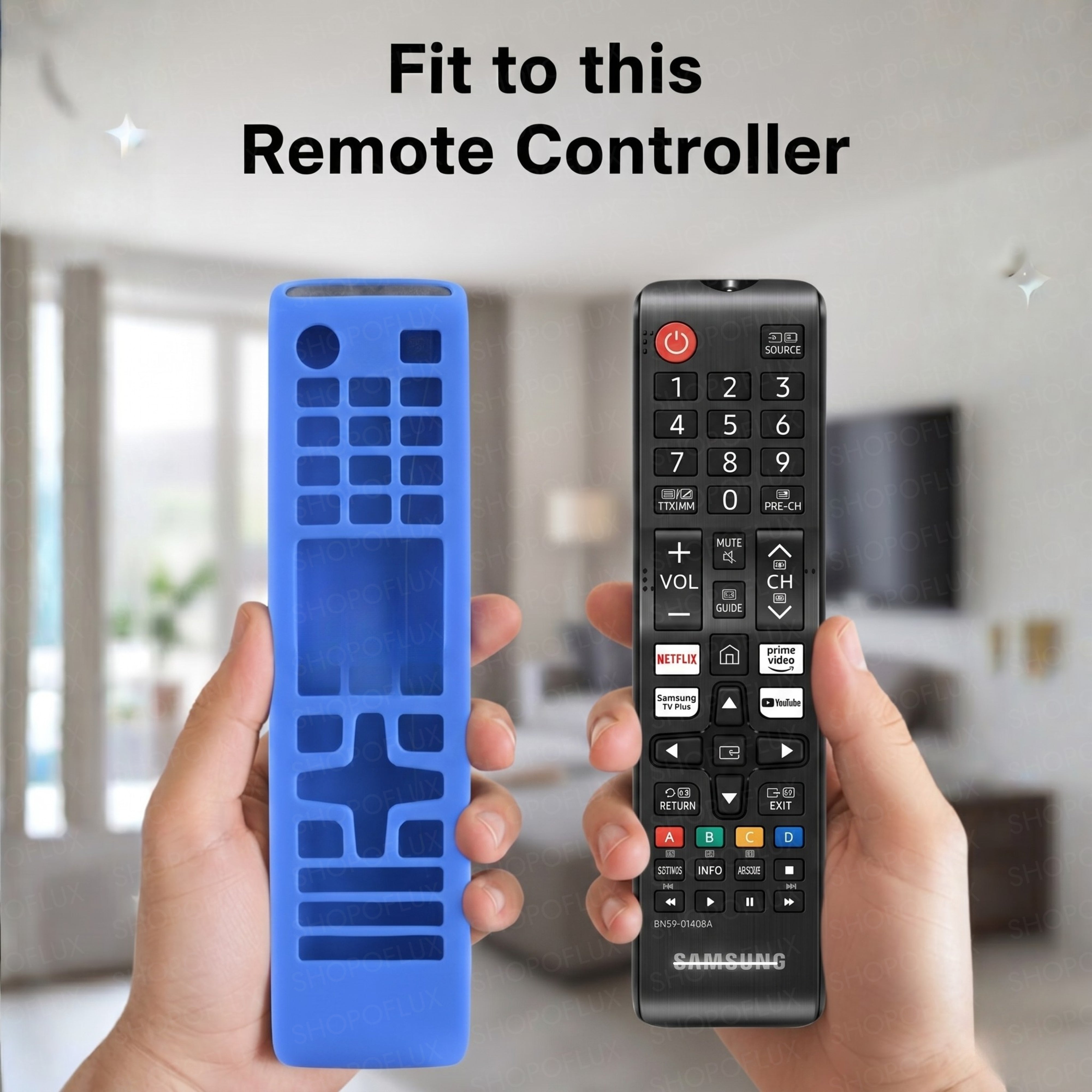 SHOPOFLUX Silicone Tv Remote Cover Compatible with Samsung Smart Tv Remote Without Sollar [Remote NOT Included] (Blue)