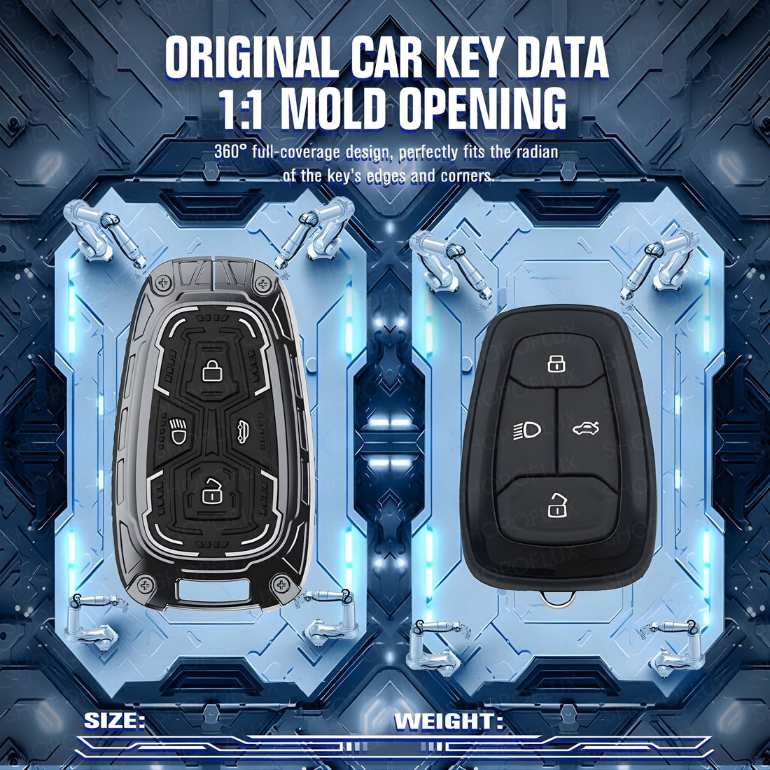 SHOPOFLUX Key Cover Compatible with Tata Nexon | Harrier | Safari | Altroz | Tigor | EV | Punch | Tiago EV Electric 4 Button Smart Key (Metal Silicone Blackk) Shopoflux