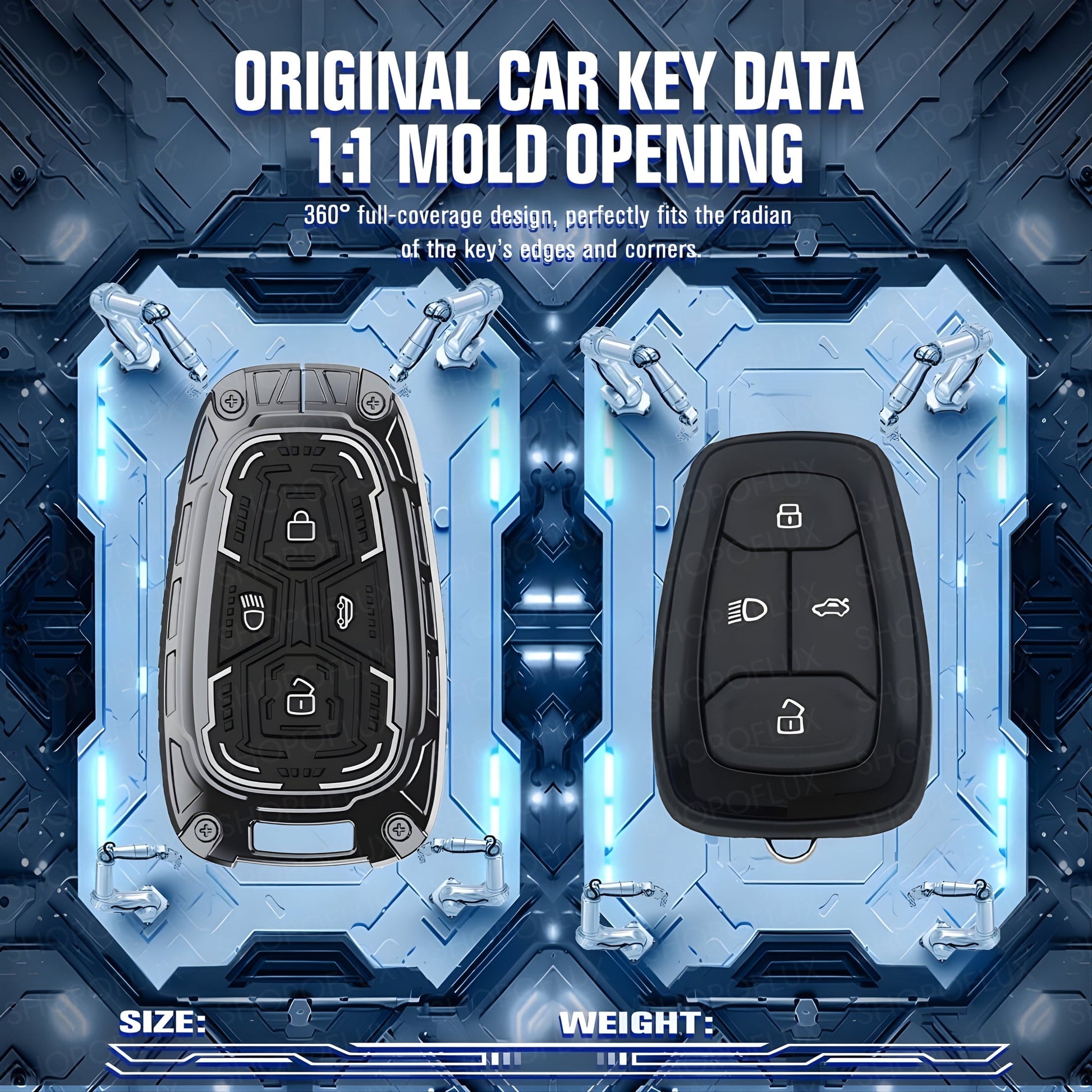 SHOPOFLUX Key Cover Compatible with Tata Nexon | Harrier | Safari | Altroz | Tigor | EV | Punch | Tiago EV Electric 4 Button Smart Key (Metal Silicone Blackk) Shopoflux