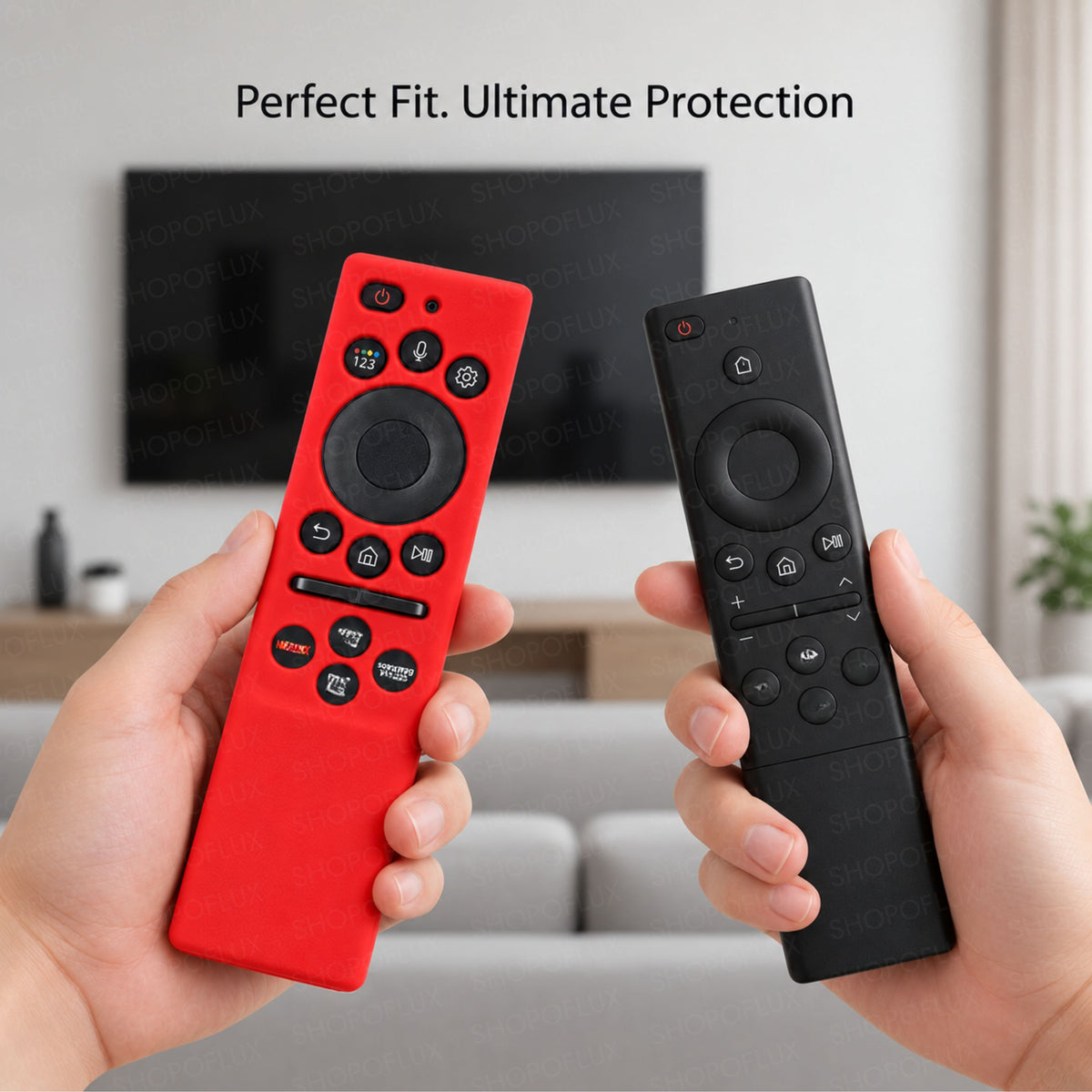 SHOPOFLUX Silicone Tv Remote Cover Compatible with Samsung Smart Tv Remote Without Sollar [Remote NOT Included] (Red)