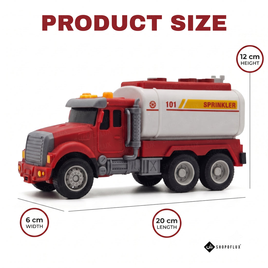 SHOPOFLUX Construction Tanker Truck Toy with Friction Powered Push and Go Truck Toys for Kids, Boys and Girls Aged 3+ Year