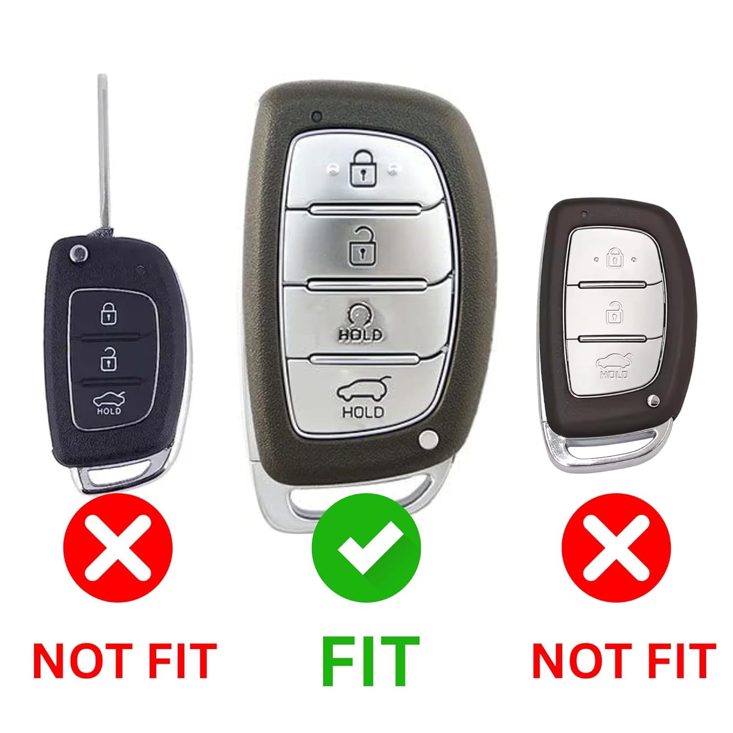 SHOPOFLUX Metal Key Cover Compatible with Hyundai Alcazar and Creta ev Car 4 Button Smart Key(Light Grey ABS) Shopoflux