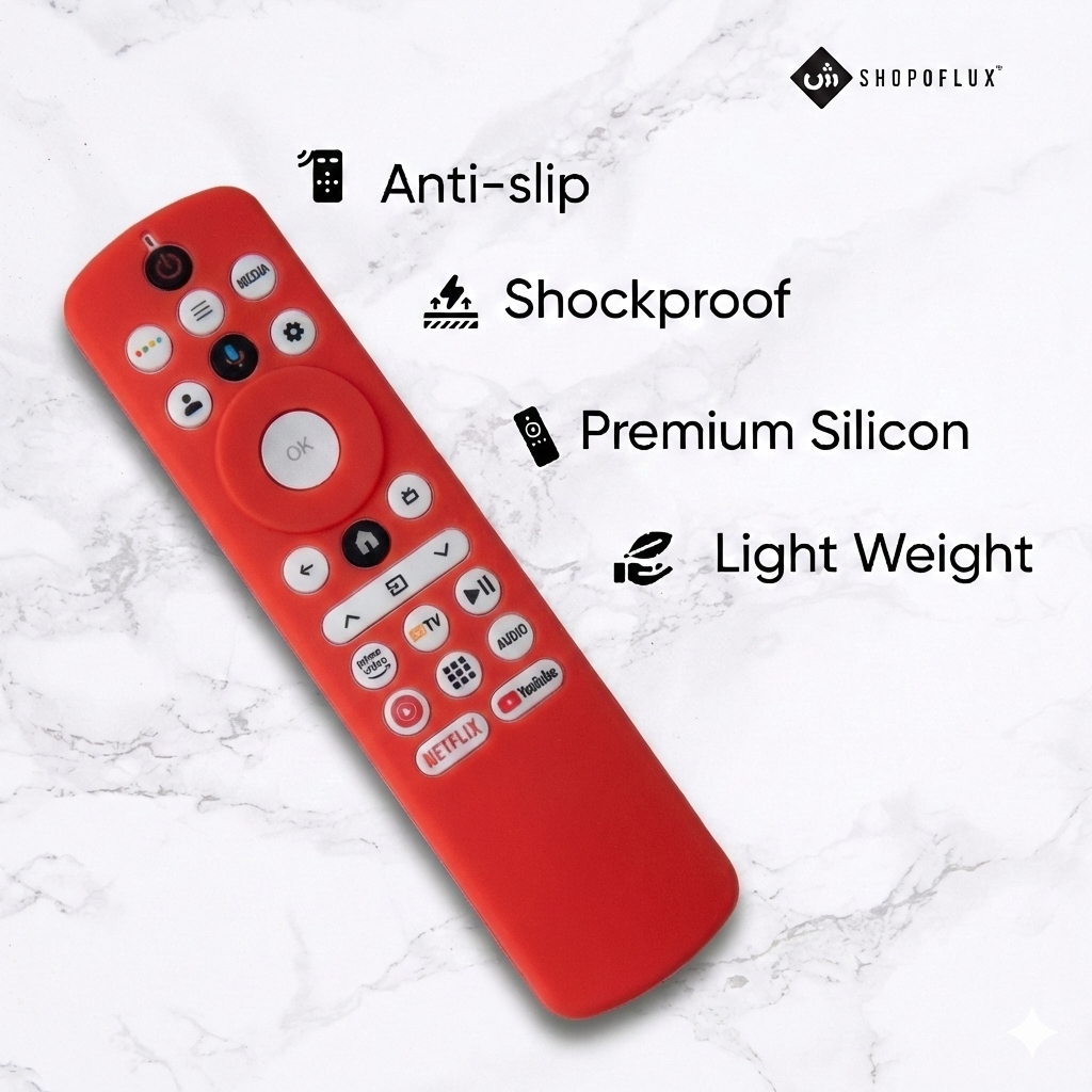 SHOPOFLUX Silicone TV Remote Cover Compatible with Haier Smart TV Protective Case with Lanyard (Red) Shopoflux