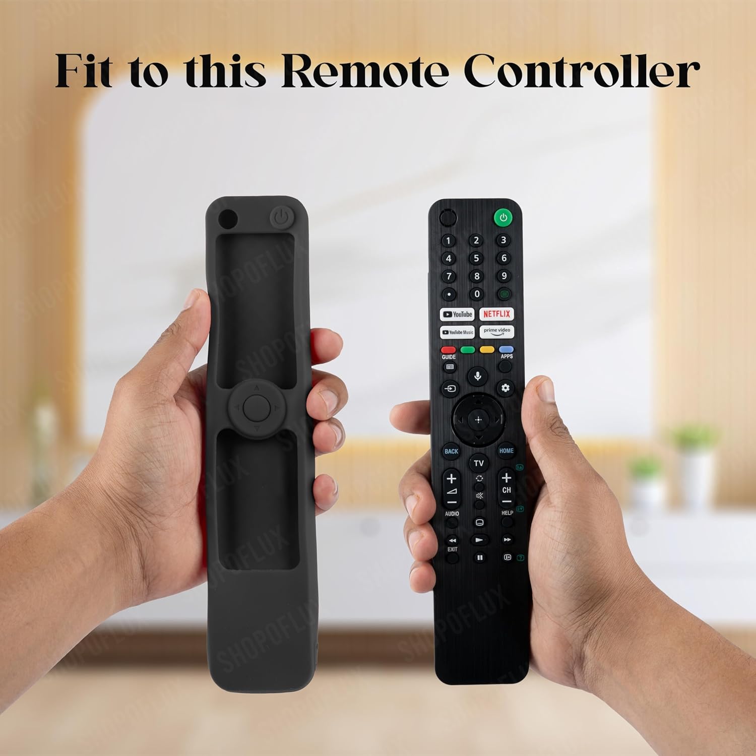 SHOPOFLUX Silicone Heavy Duty Armor Case Cover Compatible with Sony Smart Tv Voice Remote RMF-TX520P A80J X80J X85J X90J X95J Remote Cover [Remote NOT Included] (Black) Shopoflux