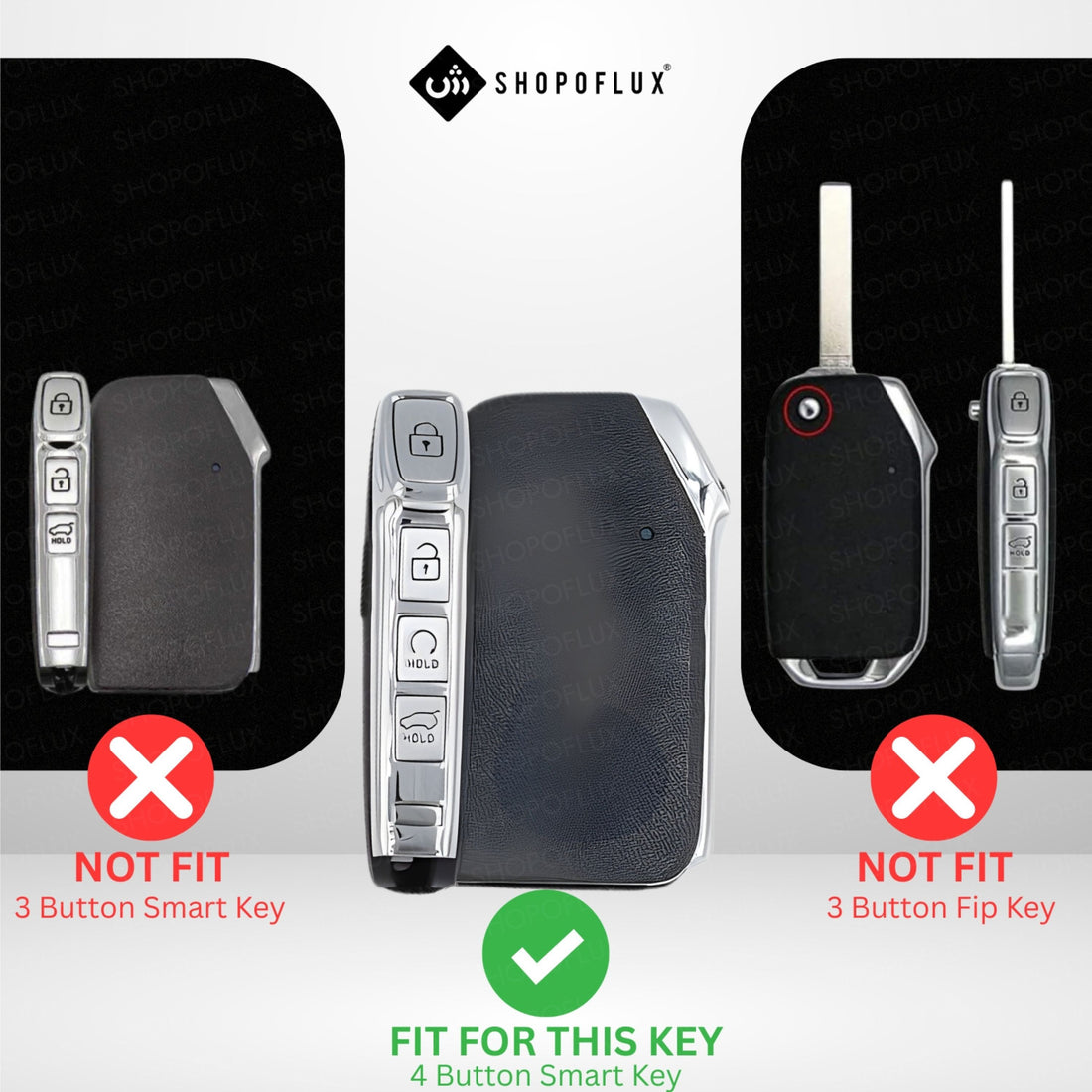SHOPOFLUX Silicone Key Cover Compatible with Kia Seltos 2024 2023 Facelift HTX | Carens Clavis X Line | Sonet Facelift 4 Button Smart Key (Silicone Black)
