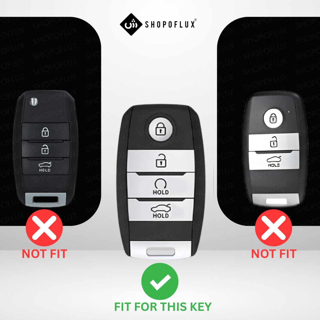 SHOPOFLUX Silicone Key Cover Compatible with Kia Seltos | Sonet | Carens 4 Button Smart Key (Silicone Black)